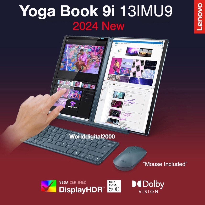 2024 New Lenovo Yoga Book 9i 13.3″ 2.8K OLED Dual Screen Ultra 7-155 32G 1TB SSD
