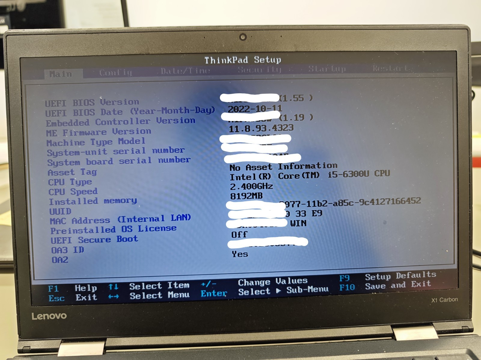 Lenovo ThinkPad X1 Carbon 14 inch (256GB, Intel Core i5 6 Gen, 2.4ghz 8gb