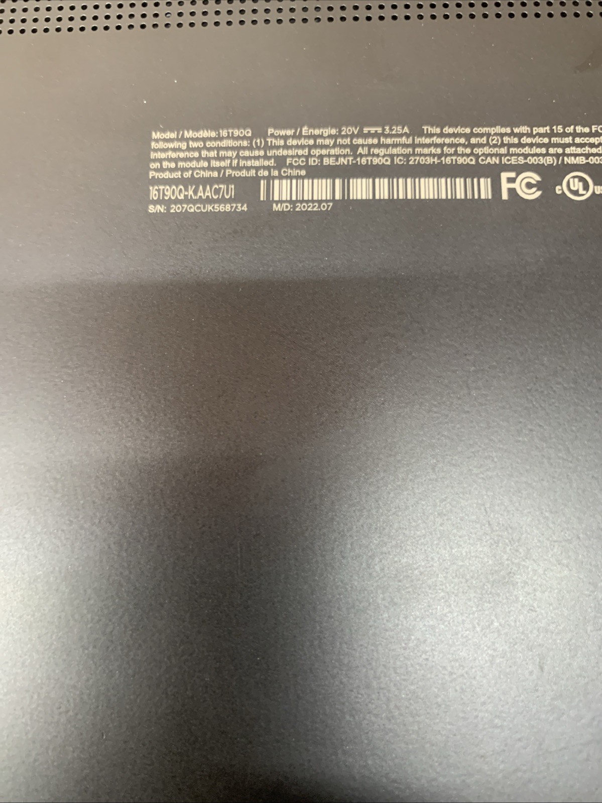 LG Gram 16T90Q Laptop, Intel i5-1240P@4.4GHz, No RAM/SSD, Touch, For Parts