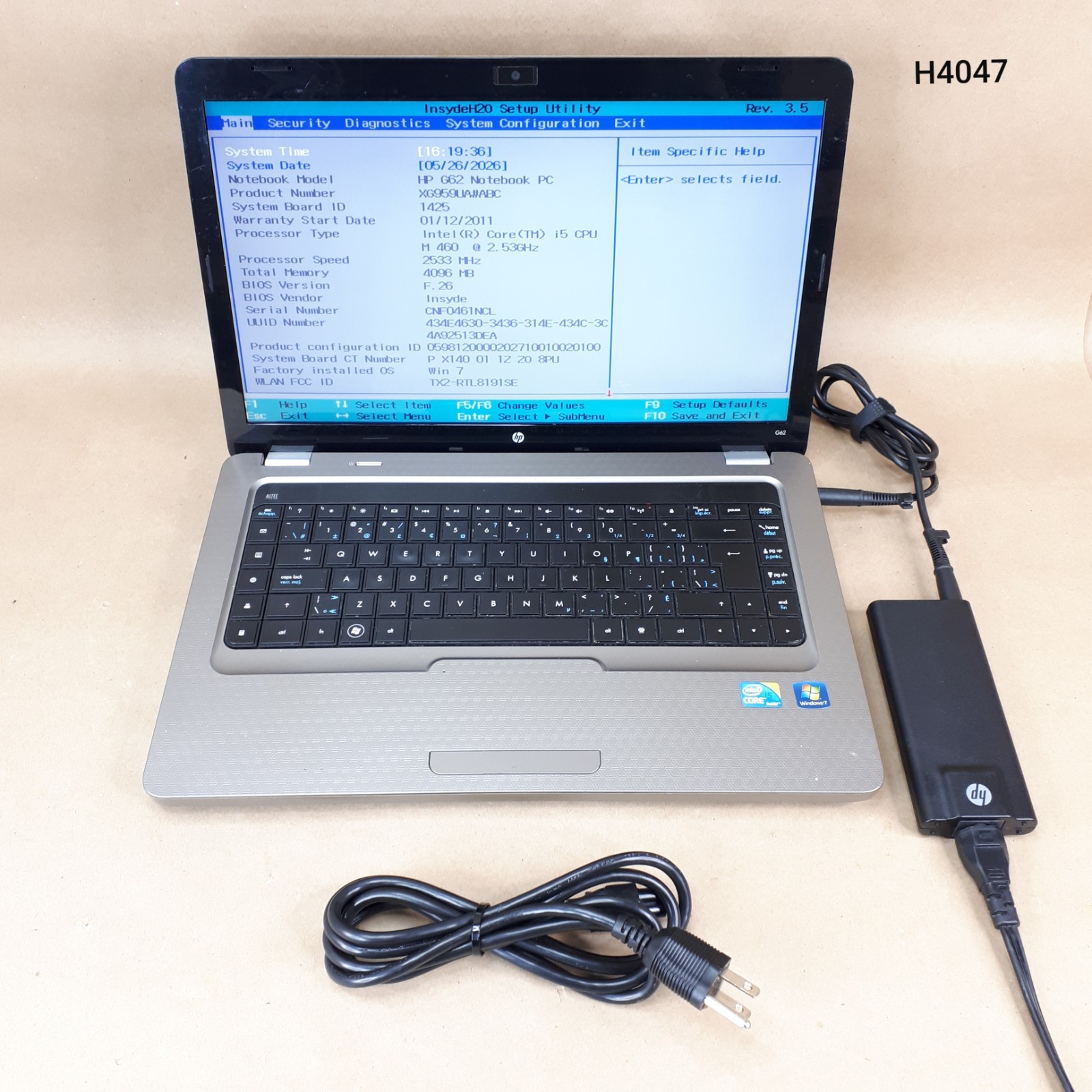 Hp G62 Notebook PC 15.6″ Laptop i5 M 460 4GB RAM 640GB Boots/Bios *Read* H4047