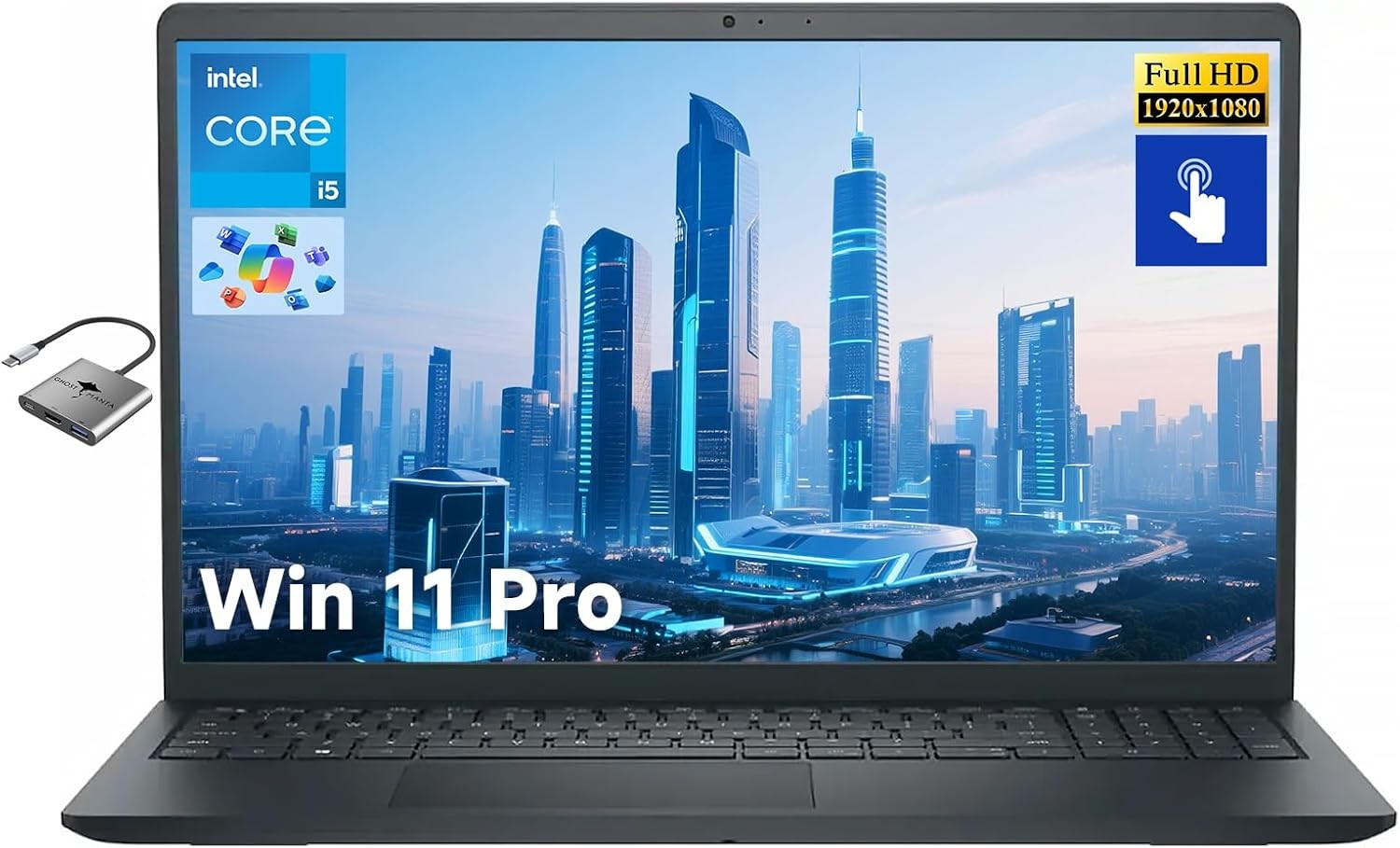 Dell Business Laptop 15.6″ FHD Touchscreen Intel 10-Core i5-1334U 8GB RAM 512GB
