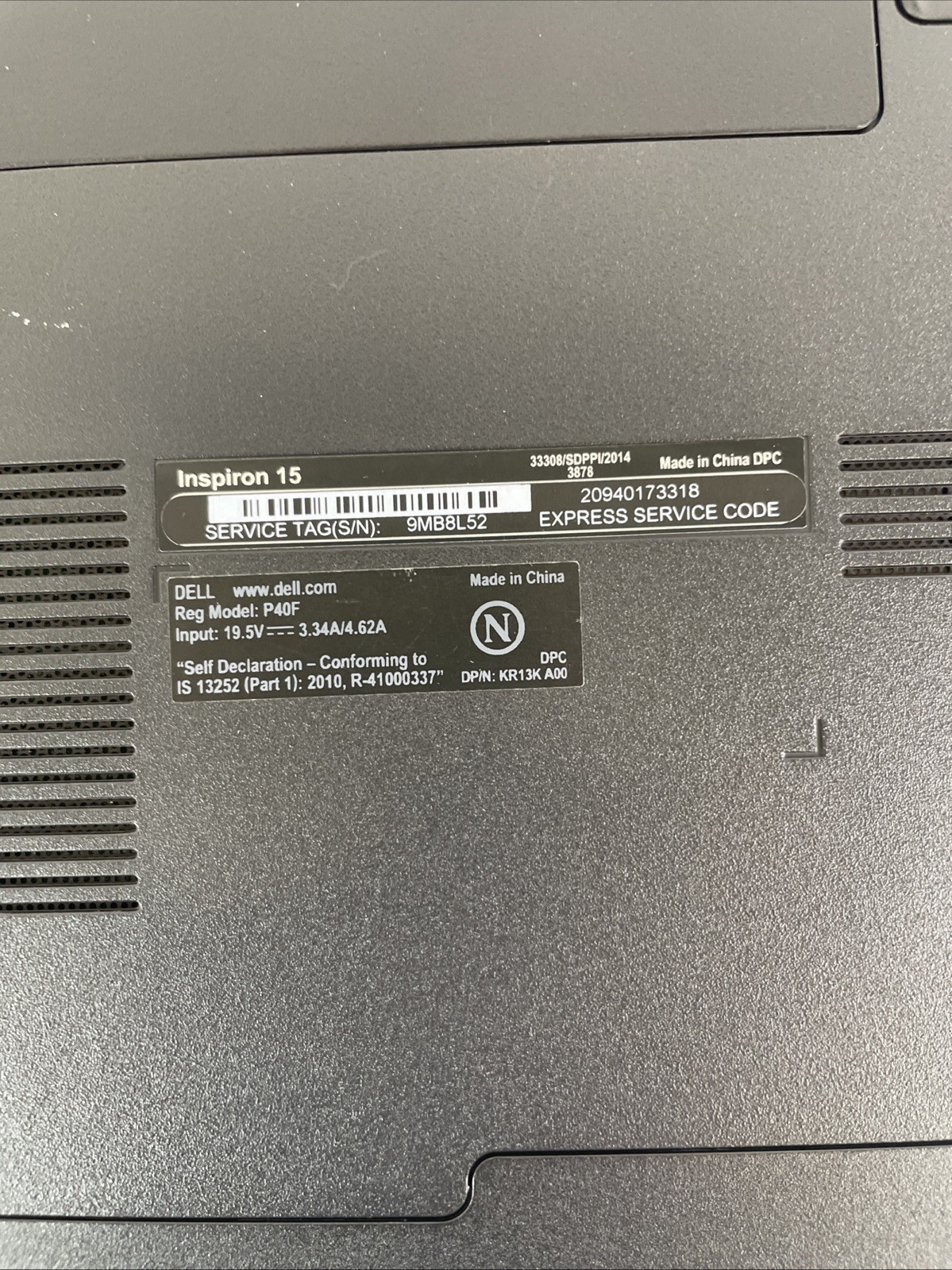 Dell Inspiron 15 3542 Laptop Intel Pentium 3558U 1.7GHz 4GB RAM 500GB HDD Ubuntu