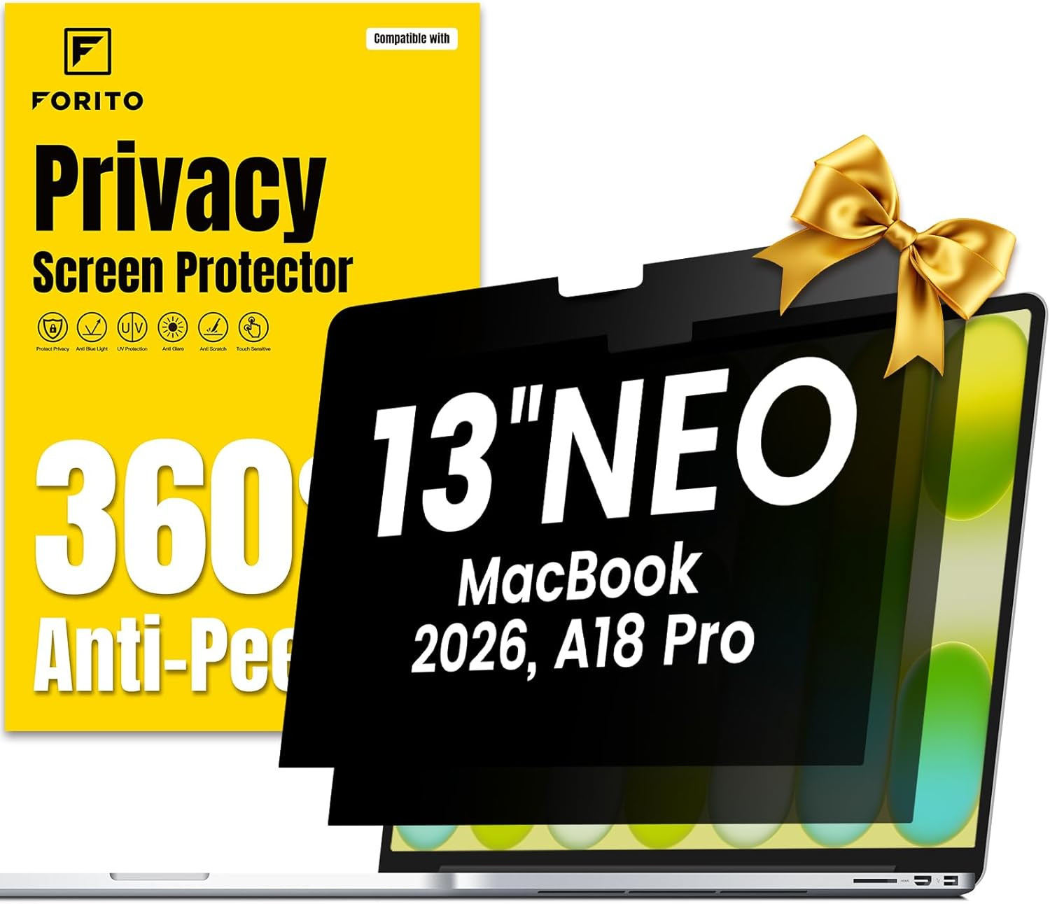 2-Pack 360° Privacy Screen Protector Compatible with 2026 Macbook Neo 13 Inch A1