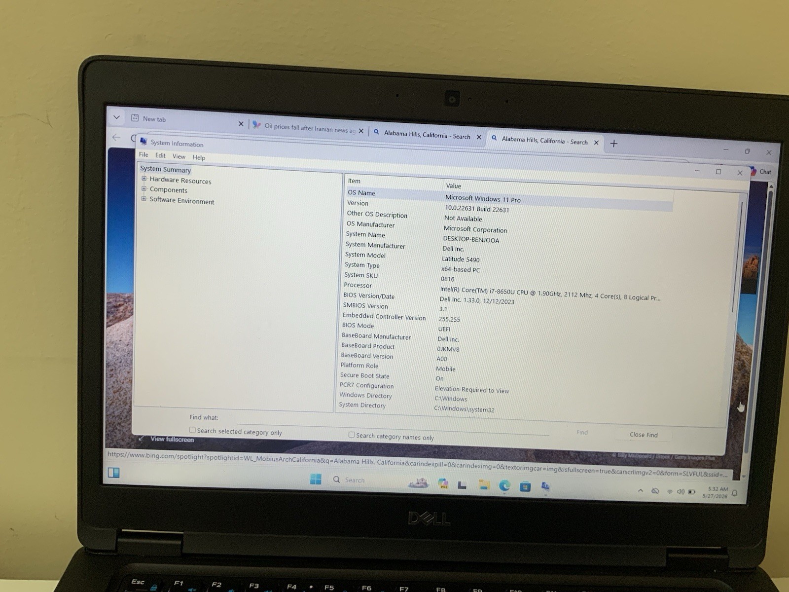 Dell 5490 Latitude 14-Inches i7-8650U 8GB RAM 256GB SSD Laptop