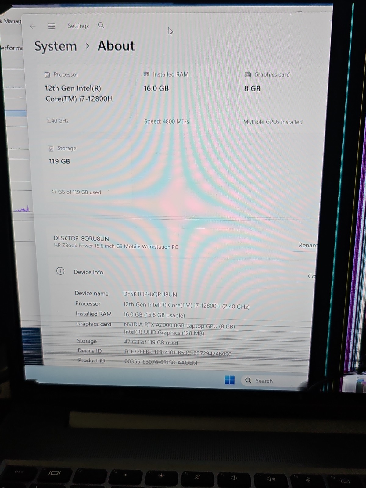 HP Zbook Power G9 i7-12800H@2.4GHz NO RAM 128 GB SSD RTX A2000 8GB – READ!