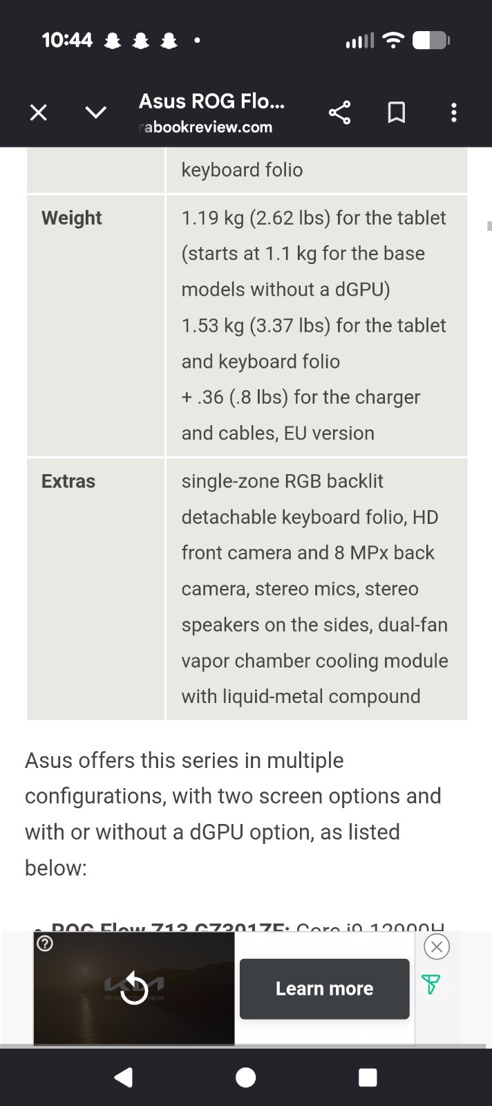 ASUS ROG Flow X13 13.4in i9 12th Gen 16GB RAM Black SSD Laptop