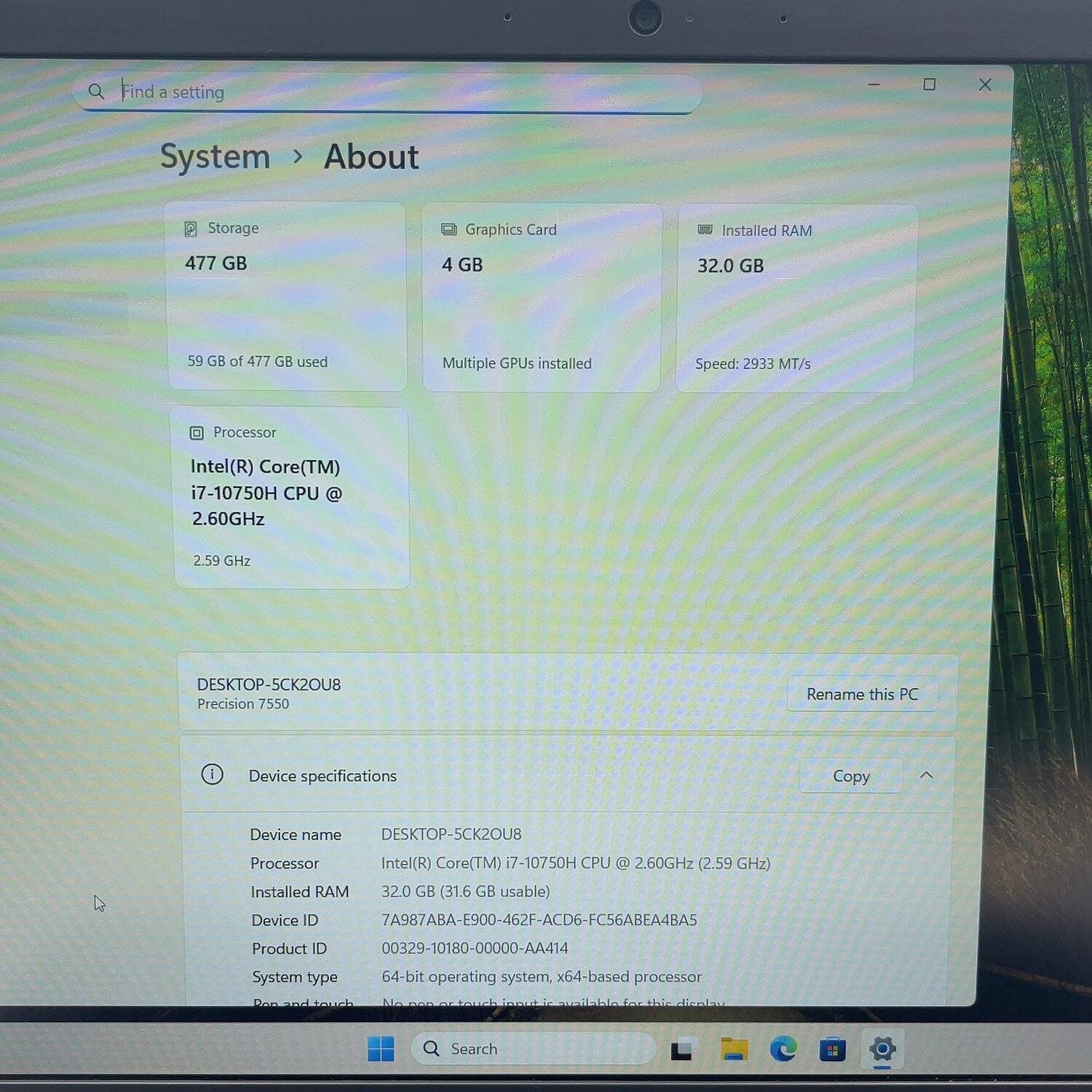 Dell Precision 7550 15.6″ i7-10750H 2.6GHz 32GB RAM 512GB SSD Quadro T2000