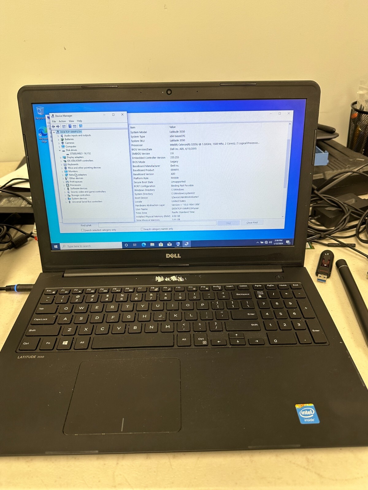 Dell Latitude E3550 Celeron 3250U@1.5GHz, 4GB RAM, 500GB SSD, NO AC #04