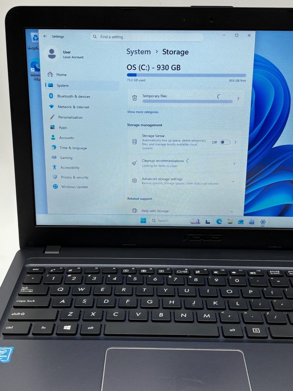 Asus VivoBook X540MAR_R543MA 15.6″ 1 TB HDD 4 GB RAM Celeron N4020 Win 11 Home