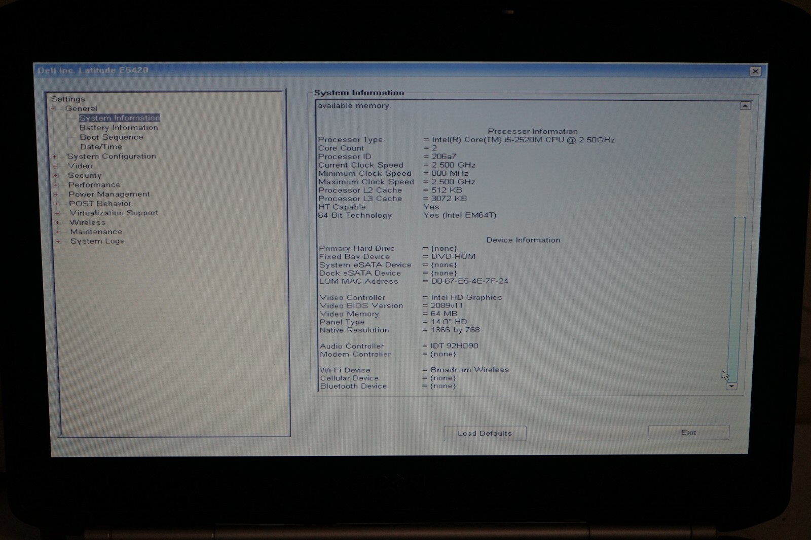 ^ Dell Latitude E5420 14″ Intel Core i5-2520M @ 2.5GHz 2GB RAM No HD #C434
