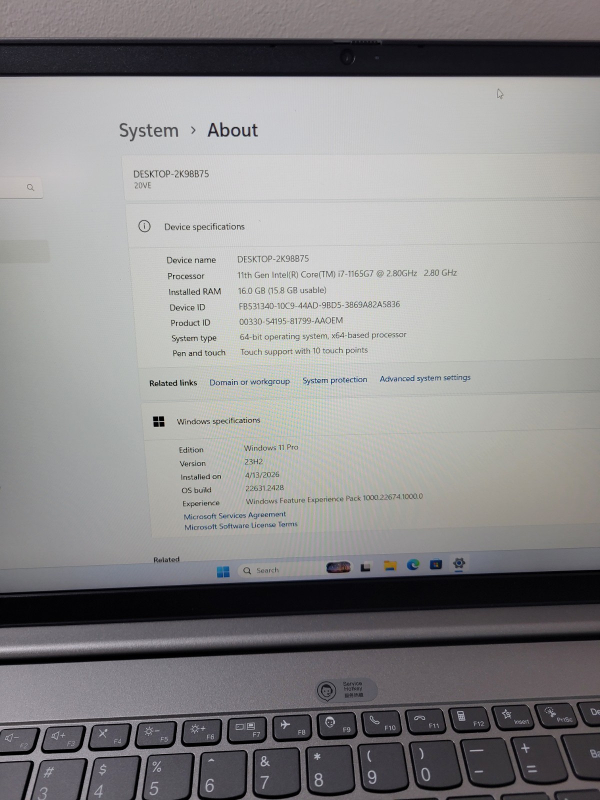 Lenovo ThinkBook G2 i7-1165G7 16GB RAM 512GB SSD 15.6″ Touchscreen . Very Good