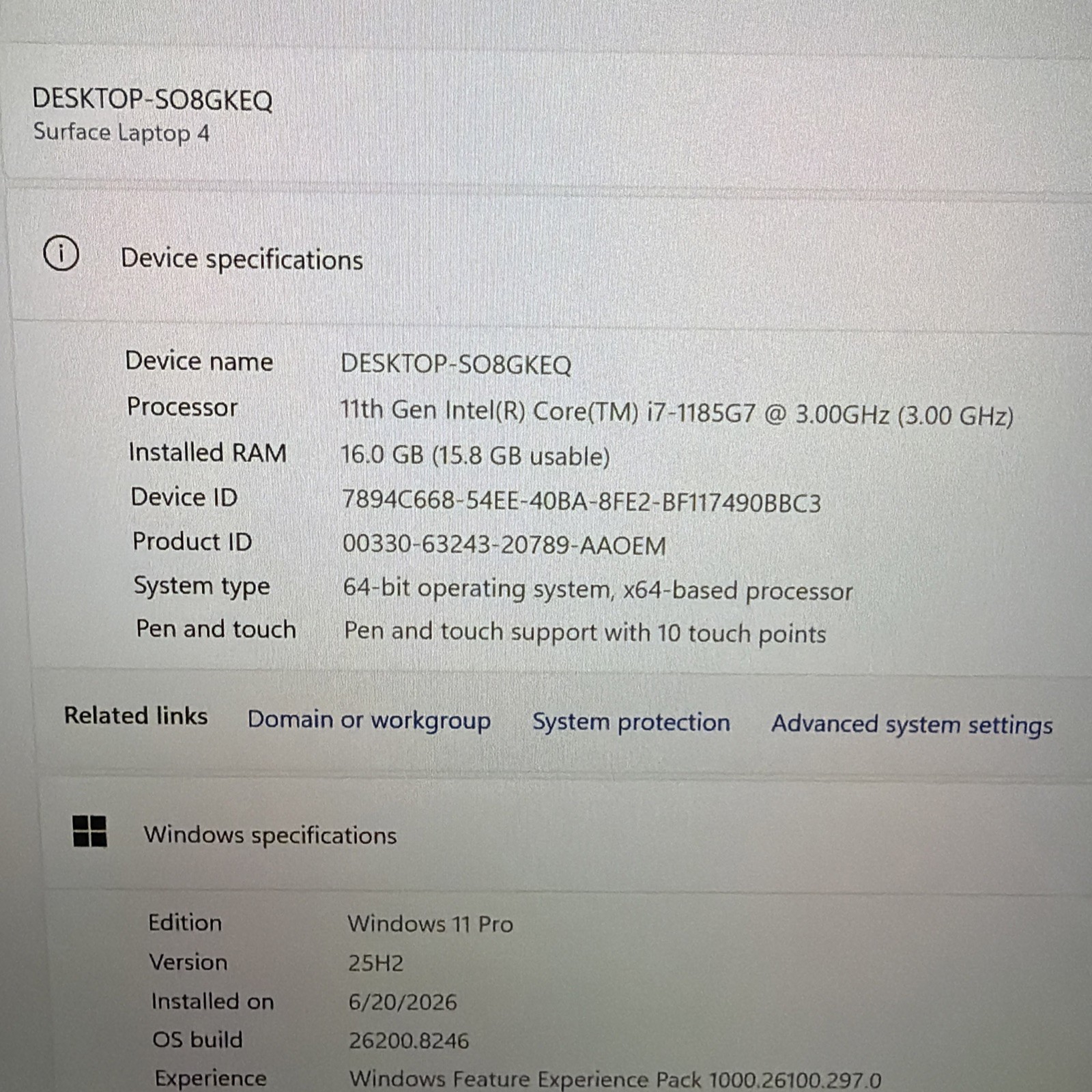 Microsoft Surface Laptop 4 13.5’ i7-1185G7 -16GB RAM- 512GB .Touch-Win 11