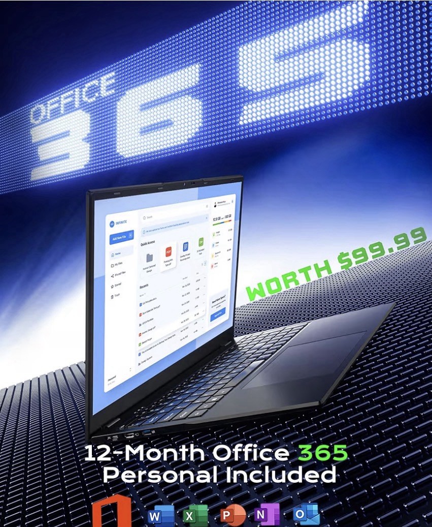 jumper 17.6 Inch Laptop with Office 365 16GB RAM 640GB SSD N95 CPU Windows 11