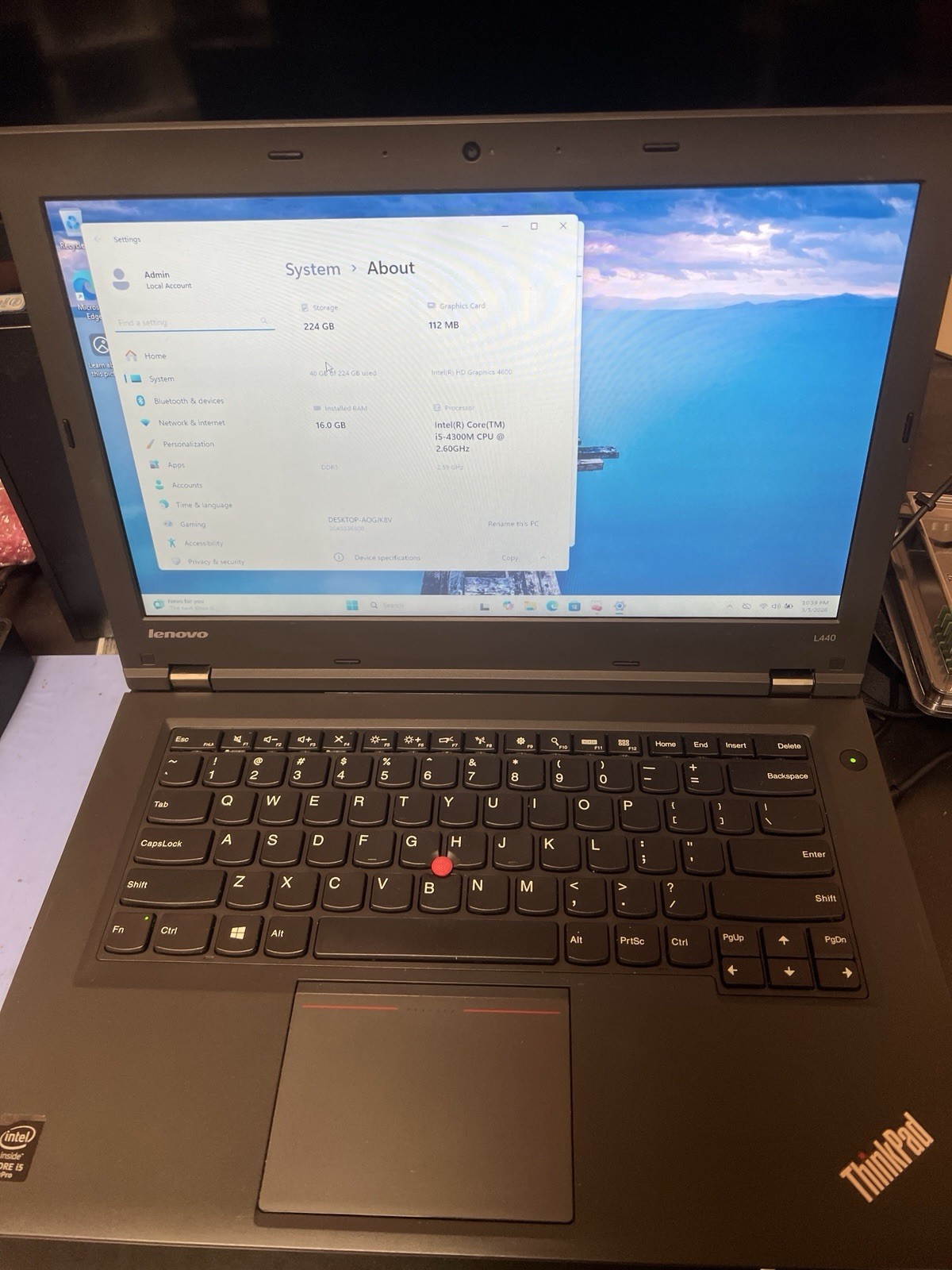 Lenovo ThinkPad L440 14” Laptop i5-4300M 2.6GHz 16GB RAM 256GB SSD Windows 11Pro