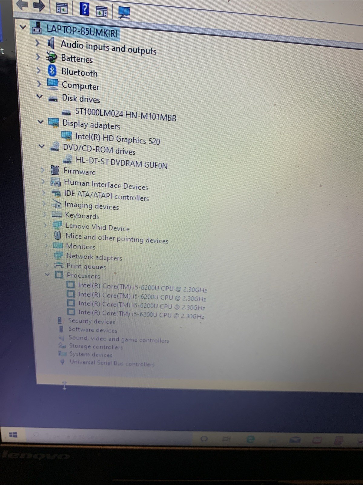17.3″ LENOVO IDEAPAD 300 CORE i5-6200U@2.3GHz 1TB HDD 8GB RAM Win11