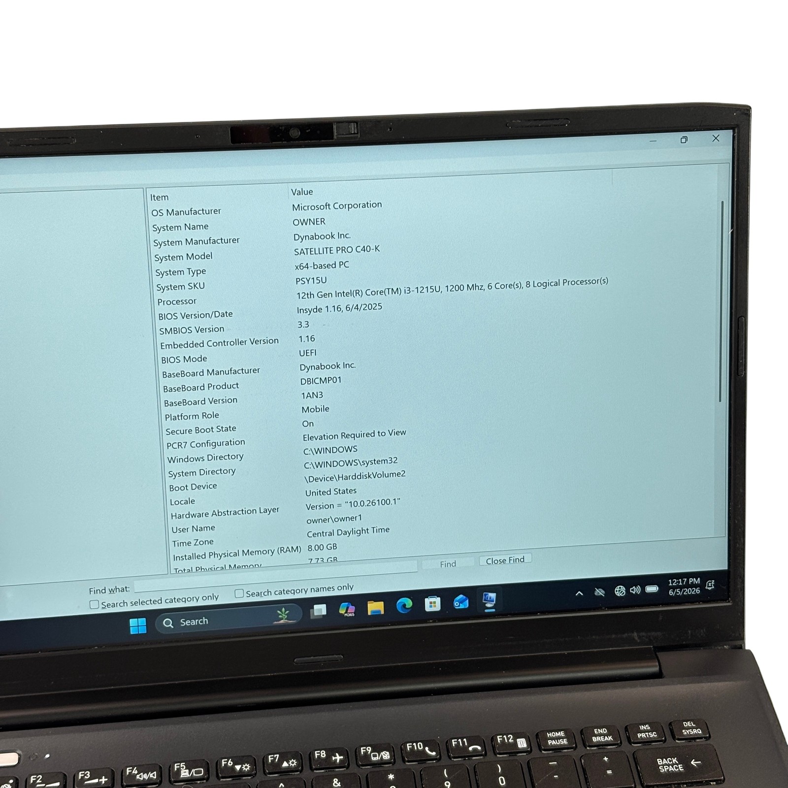 Dynabook Satellite Pro C40-K Win 11 Core i3-1215U 1.2GHz 8GB RAM 256GB SSD 14″