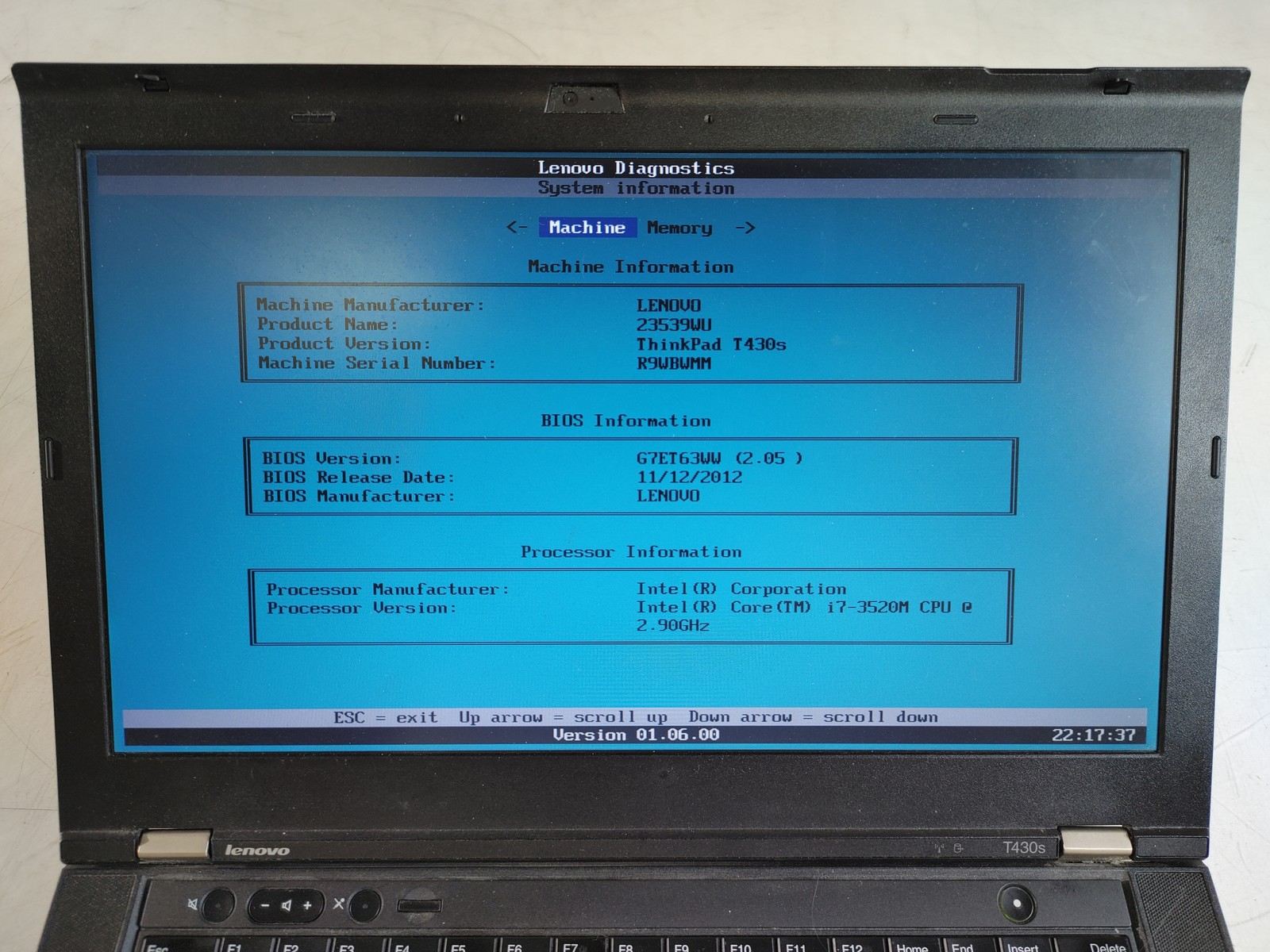 Lenovo ThinkPad T430s Core i7-3520M 2.90 GHz 4 GB DDR3 No HDD