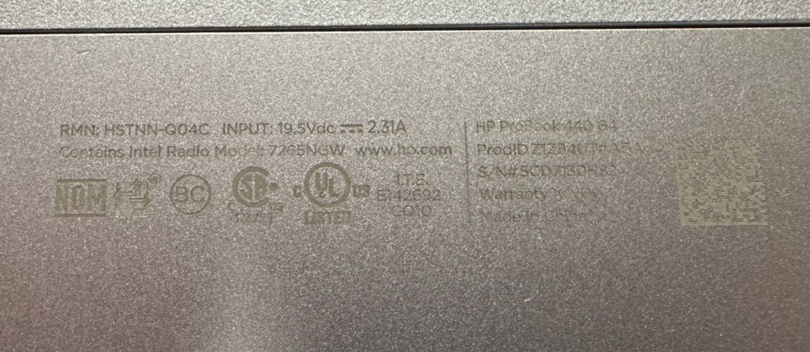 HP ProBook 440 G4 | 14″ | i5-7200U | 8GB DDR4 | NO POWER CABLE/HDD/OS