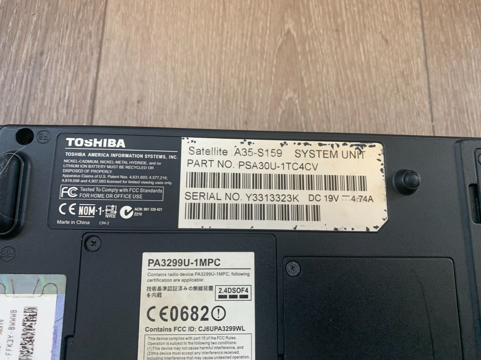 Toshiba Satellite A35-S159 15″ Intel Pentium 4 2.30GHz 768MB RAM 60GB IDE HDD