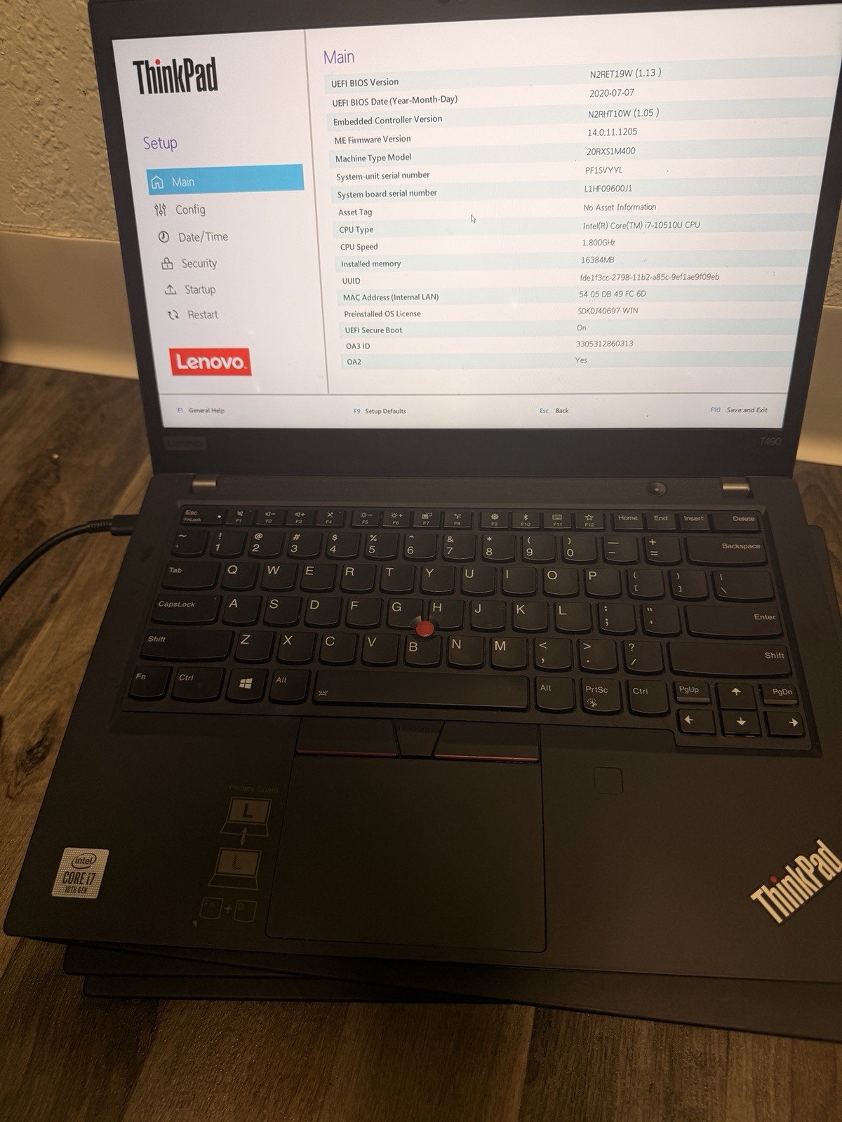 Lenovo ThinkPad T490 Core I7 10th Gen With 16gb Ram No SSD
