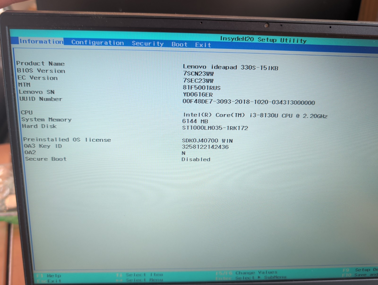 Lenovo IdeaPad 330s 15-IKB i3-8130U, 6GB, 1 TB HDD, Win 11 Home, W/ Charger