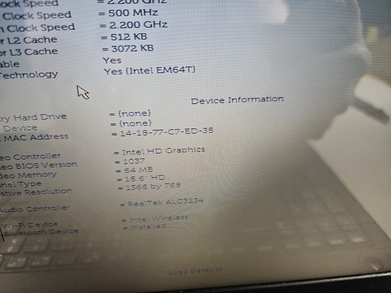 Dell Laptop 3558 Intel i5 2.2ghz 8GB RAM NO HDD