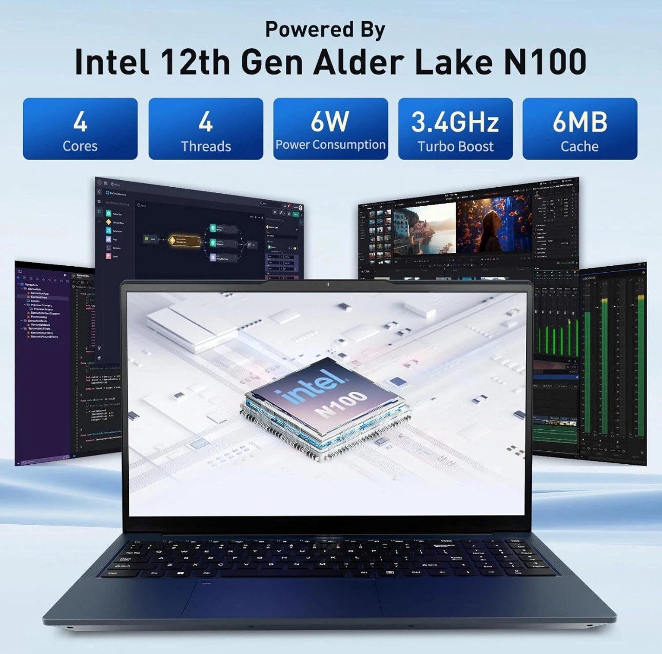 Nimo 15.6″ IPS Laptop Intel Alder Lake N100 8GB RAM 128GB SSD Blue Fingerprint