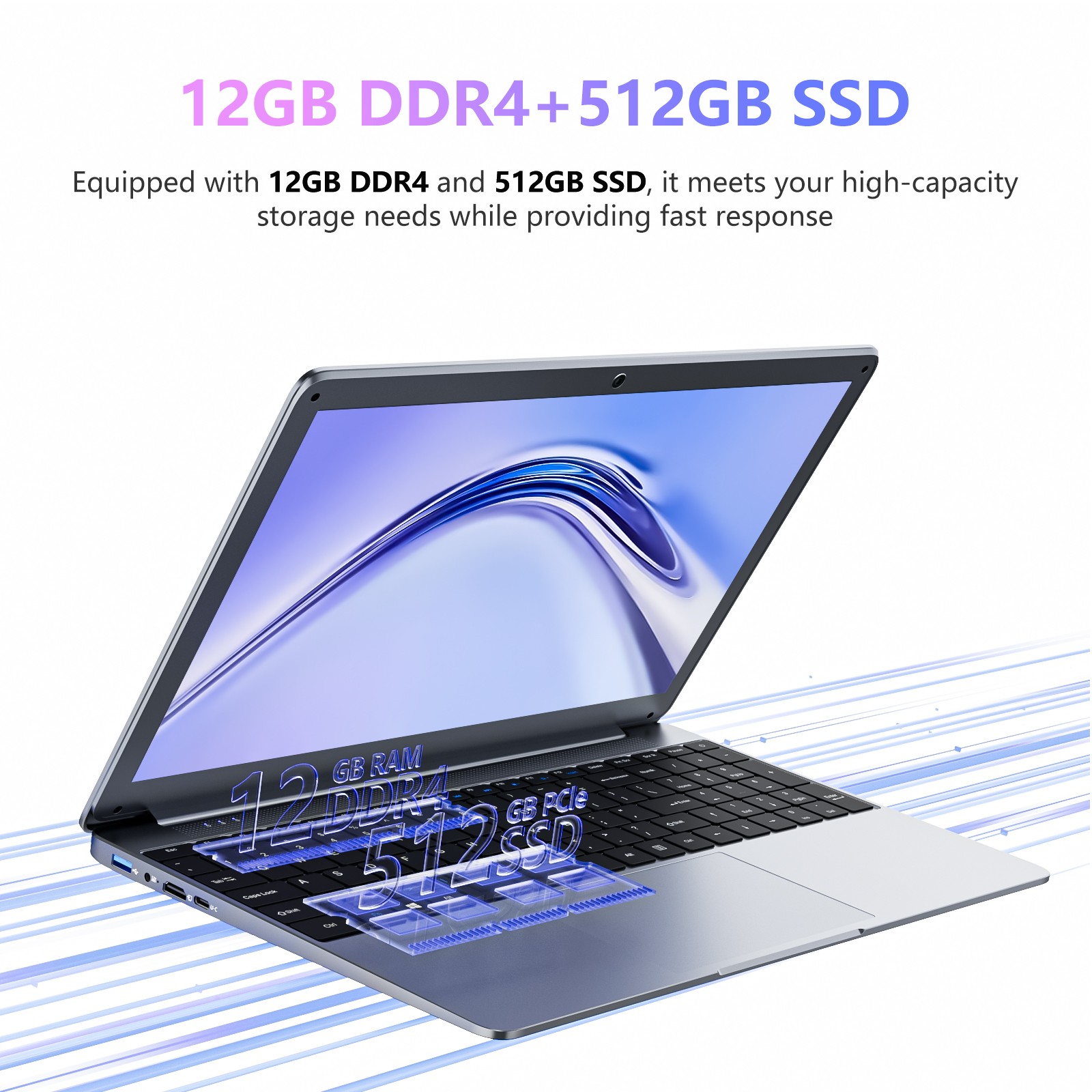 SGIN 15.6 Inch Laptop 12GB RAM 512GB SSD Computer with 5G WiFi Up to 2.9GHz