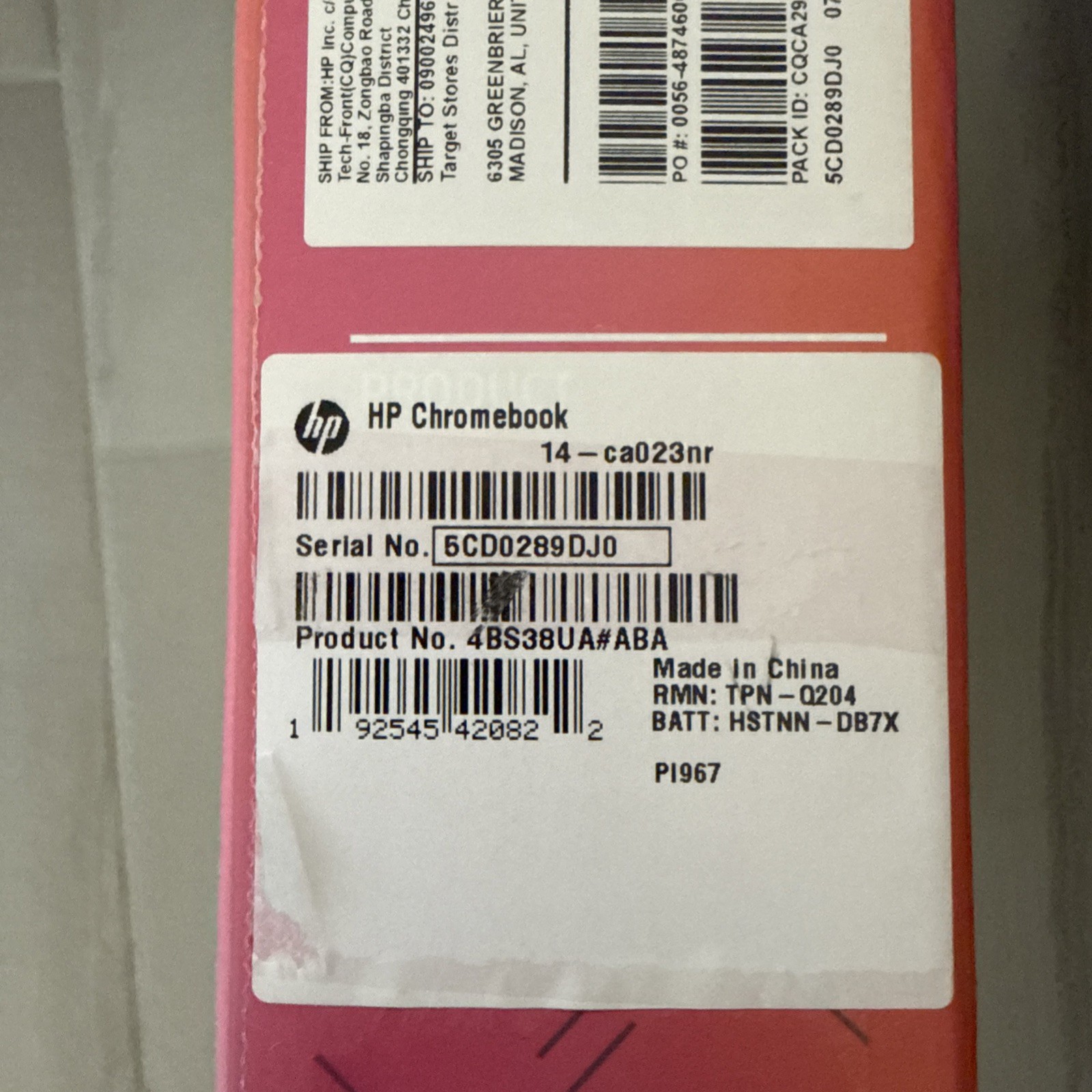 HP 14-ca023nr 14 inch (32GB, Intel Celeron, 1.10 GHz, 4GB) Chromebook – 4BS38UA