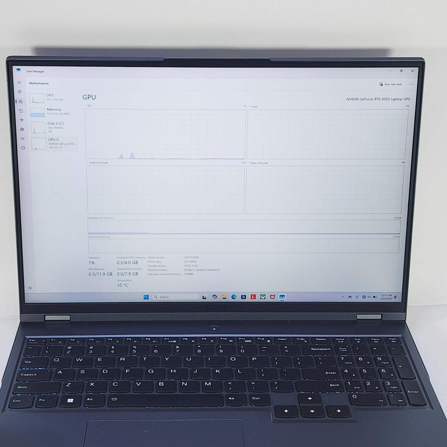 Lenovo Legion 5 Pro 16ITH6 16″ i7-11800H 2.3GHz 16GB RAM 512GB SSD RTX 3050