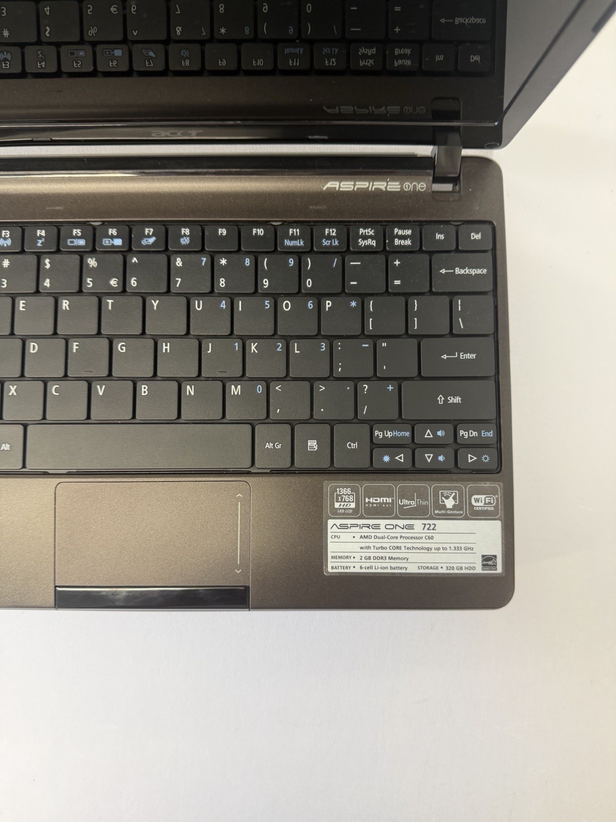 Acer Aspire One 722 Laptop – Good Screen – AMD C-60 – Read Des