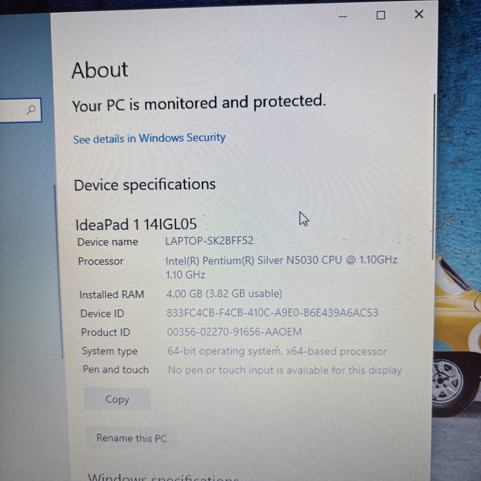 Lenovo Ideapad 1 14IGL05 Laptop 4GB RAM 120GB SDD Win11