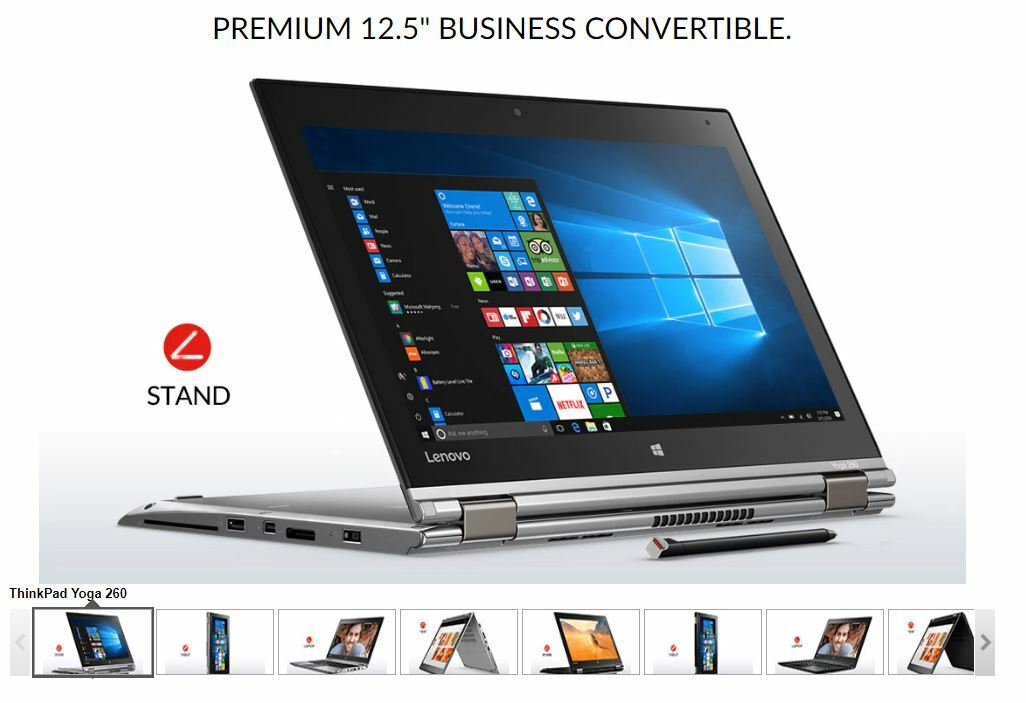 Lenovo ThinkPad Yoga 260 i5-6300U 8GB 512GB SSD 12.5″ FHD 1920×1080 Touch LCD