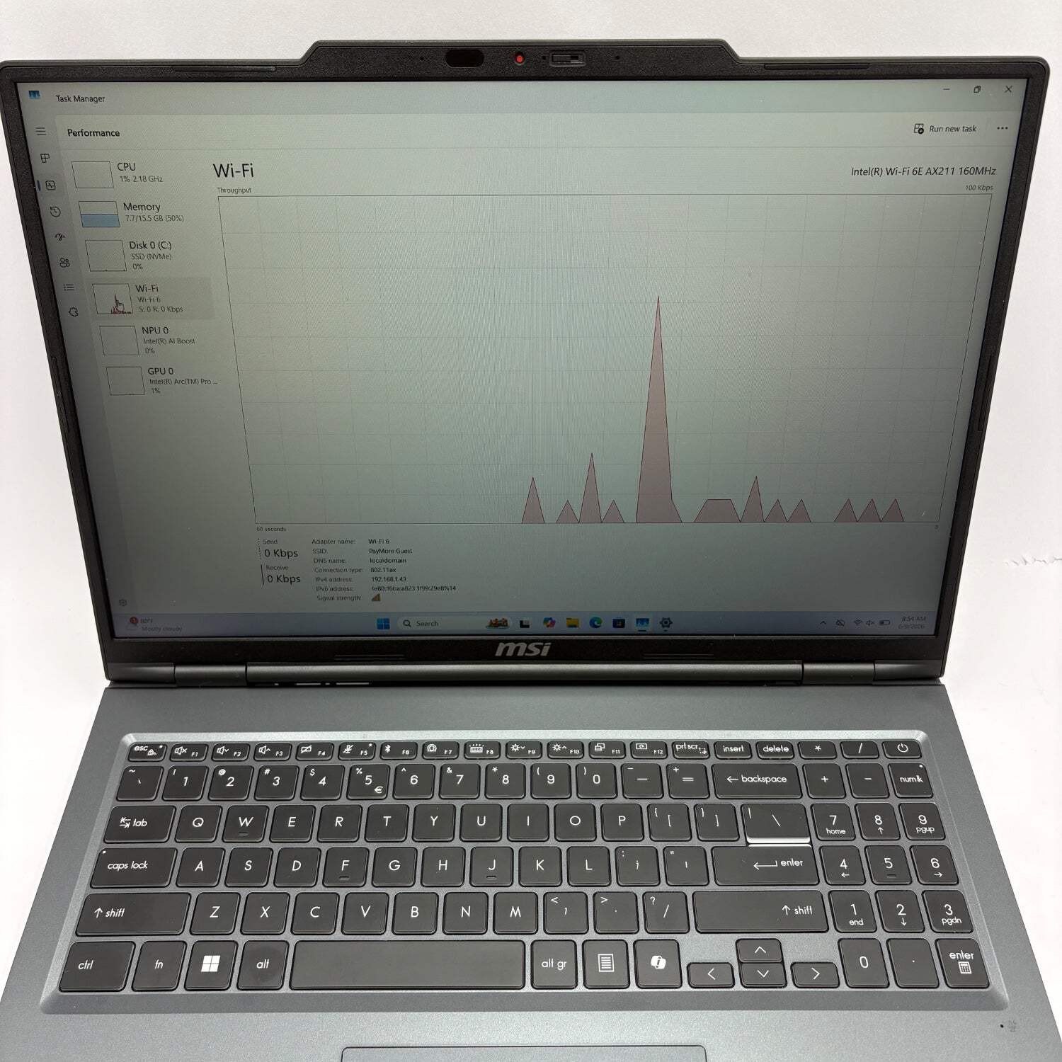 MSI Venture 16 AI A1MTG 16″ Core Ultra 5 125H 3.6GHz 16GB RAM 512GB SSD