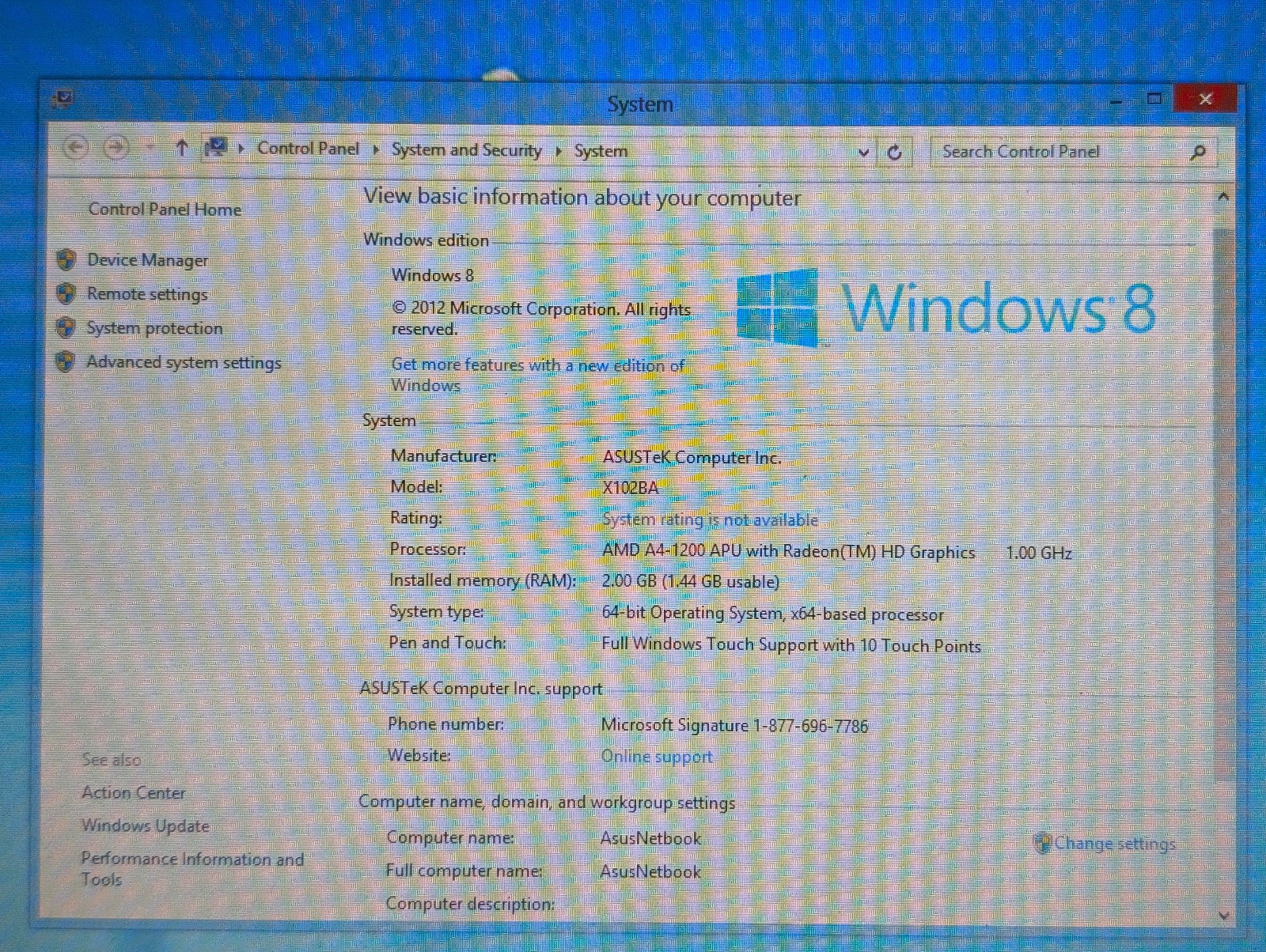 Asus Small Laptop Model X102B Notebook PC 2GB RAM, 320 HDD, Win 8.1, Bad Battery