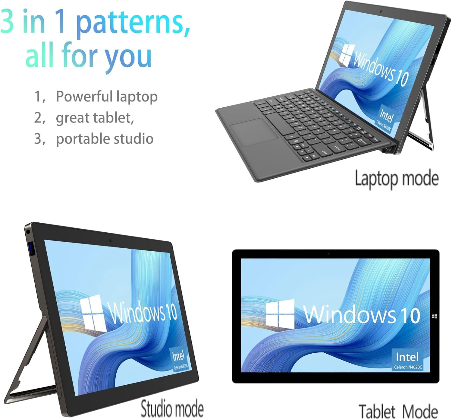Windows Tablet with Keyboard 11.6″, Detachable 2 in 1 Laptop Touchscreen Windows