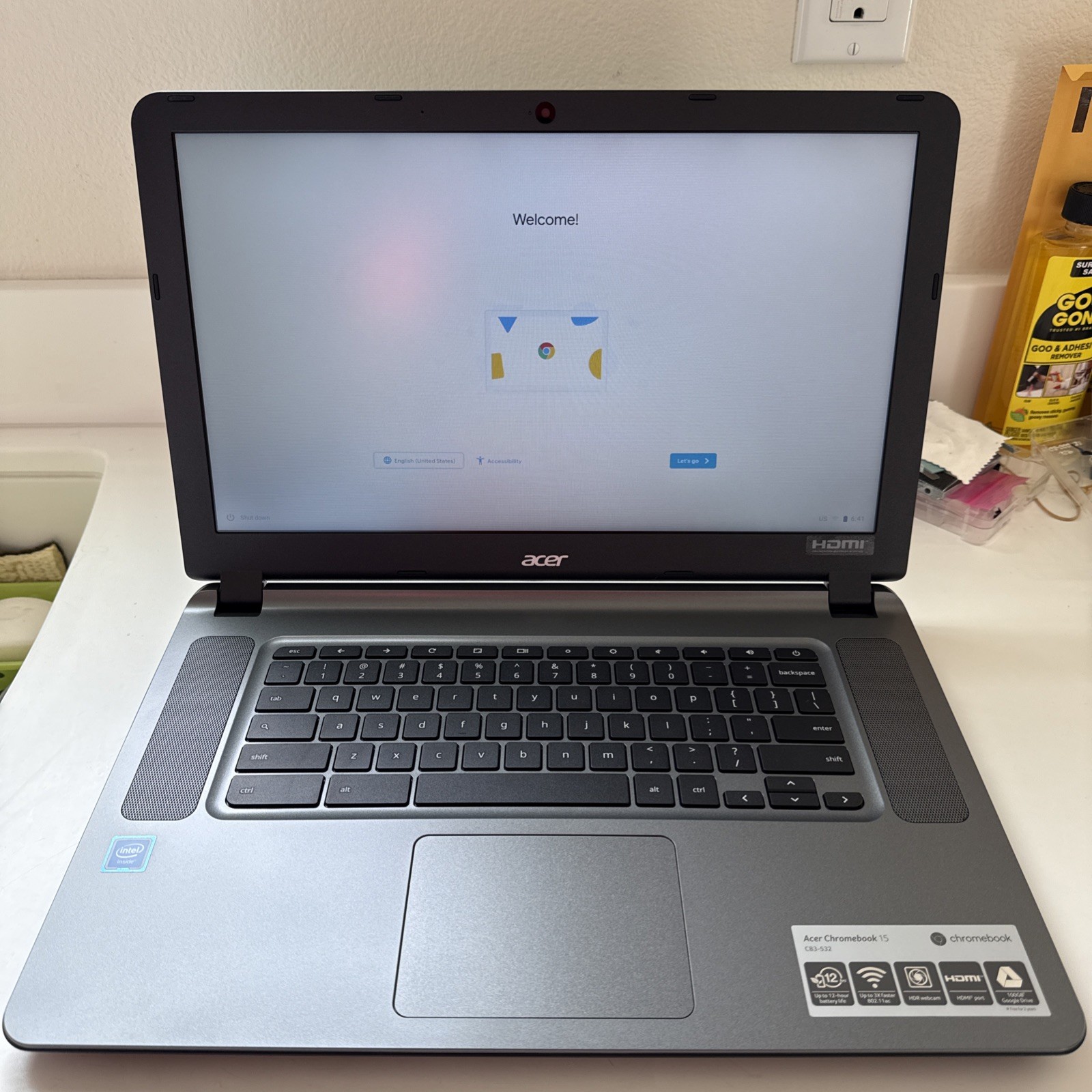 Acer Chromebook CB3-532-C47C 15.6”(16GB Flash, Celeron N3060, 1.60 GHz, 2GB)…