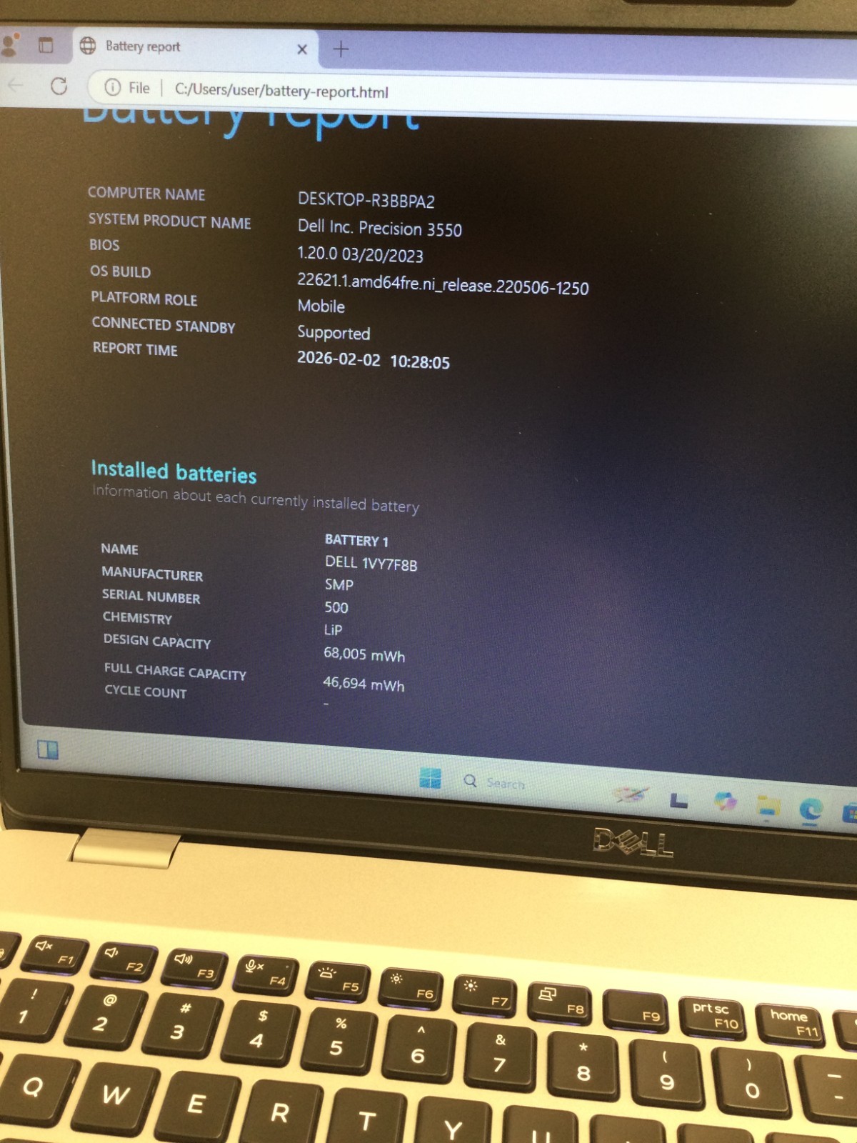 Dell Precision 3550 15.6” core i5 10th gen 1.70GHz 8GB 256GB SSD WIN 11 PRO