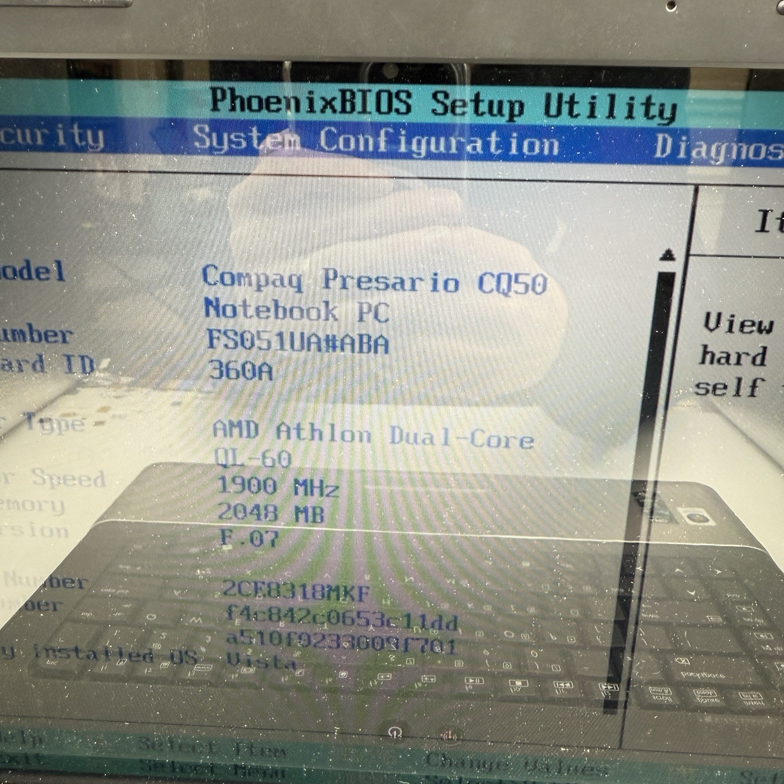 HP COMPAQ PRESARIO CQ50 – BOOTS TO BIOS – AMD ALTHON X2 – 2GB RAM – Q11