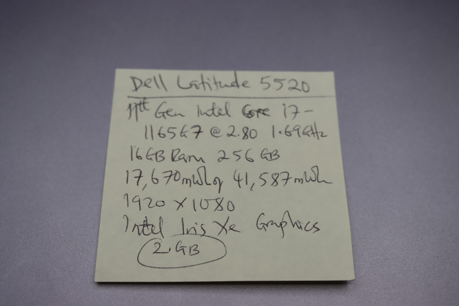 Dell Latitude 5520 256GB SSD i7-1165G7 16GB RAM Iris Xe Graphics Windows 11Pro