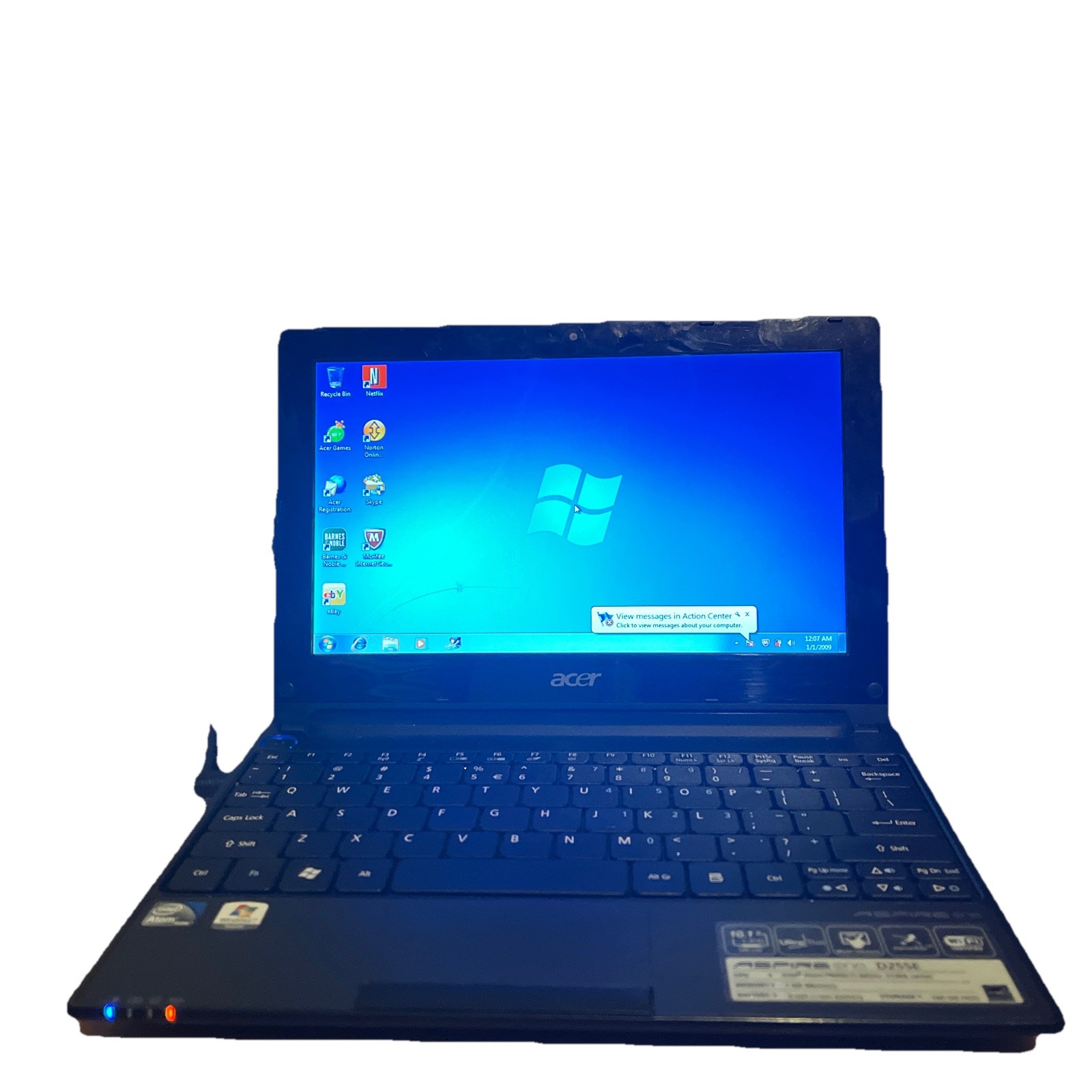Aspire One D255E Intel N455 Processor 10.1″ LED Screen 1 GB DDR3 Mem 160GB HD
