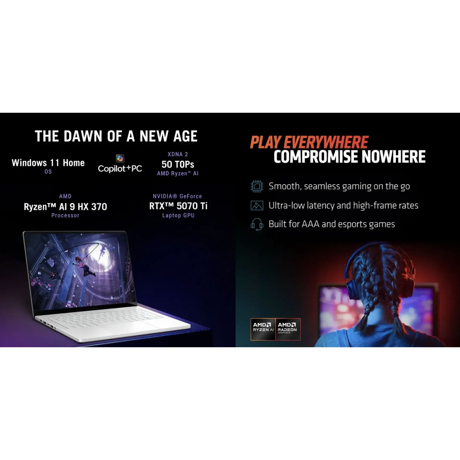 ASUS ROG Zephyrus 14″ 2.8K AMD Ryzen AI 9 370 2GHz 32GB 1TB SSD GF RTX 5070 Ti