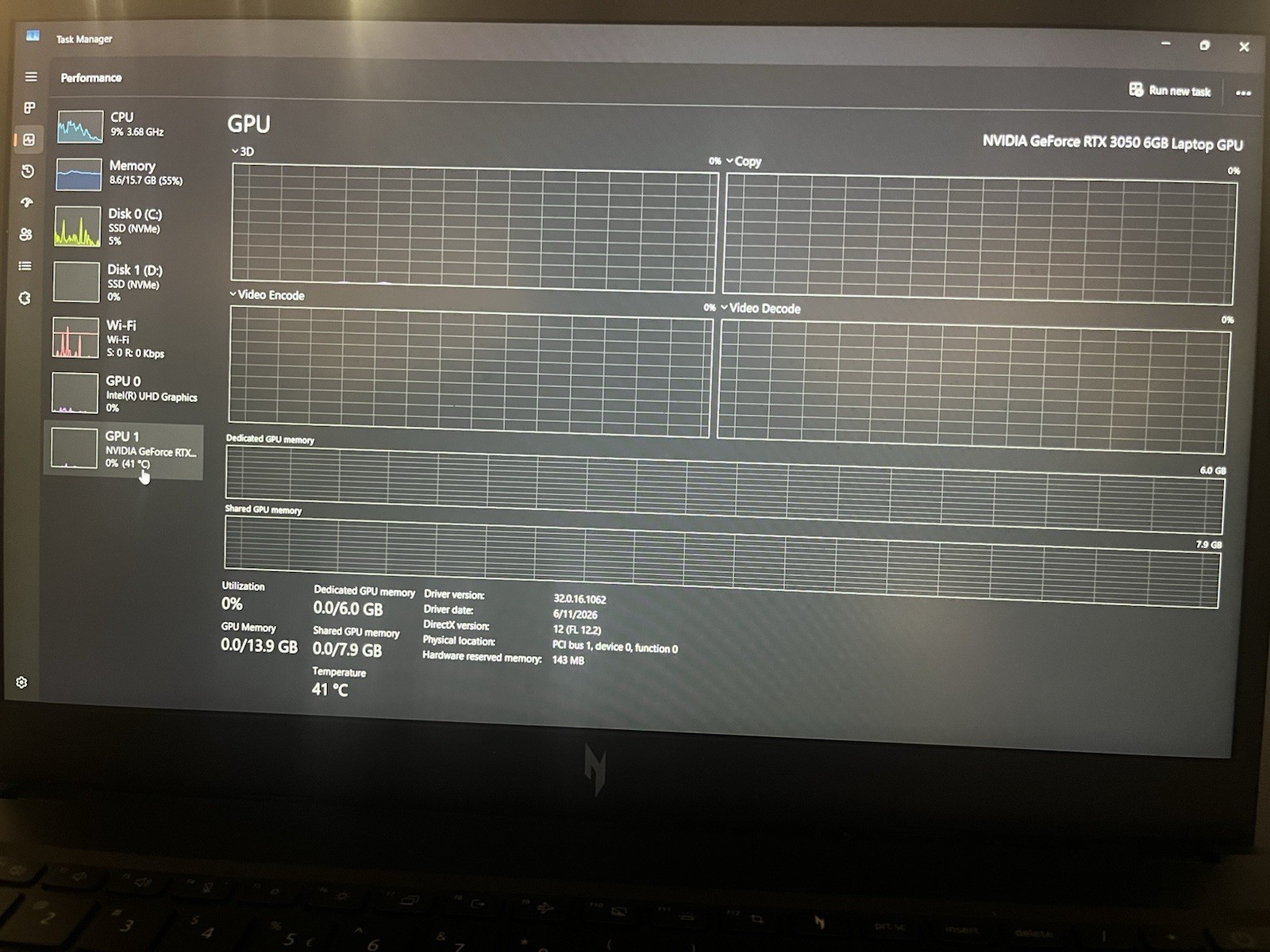 Acer Nitro V15 Laptop ANV15-51 Intel i5-13420H RTX 3050 512GB + 256GB SSDs WORKS