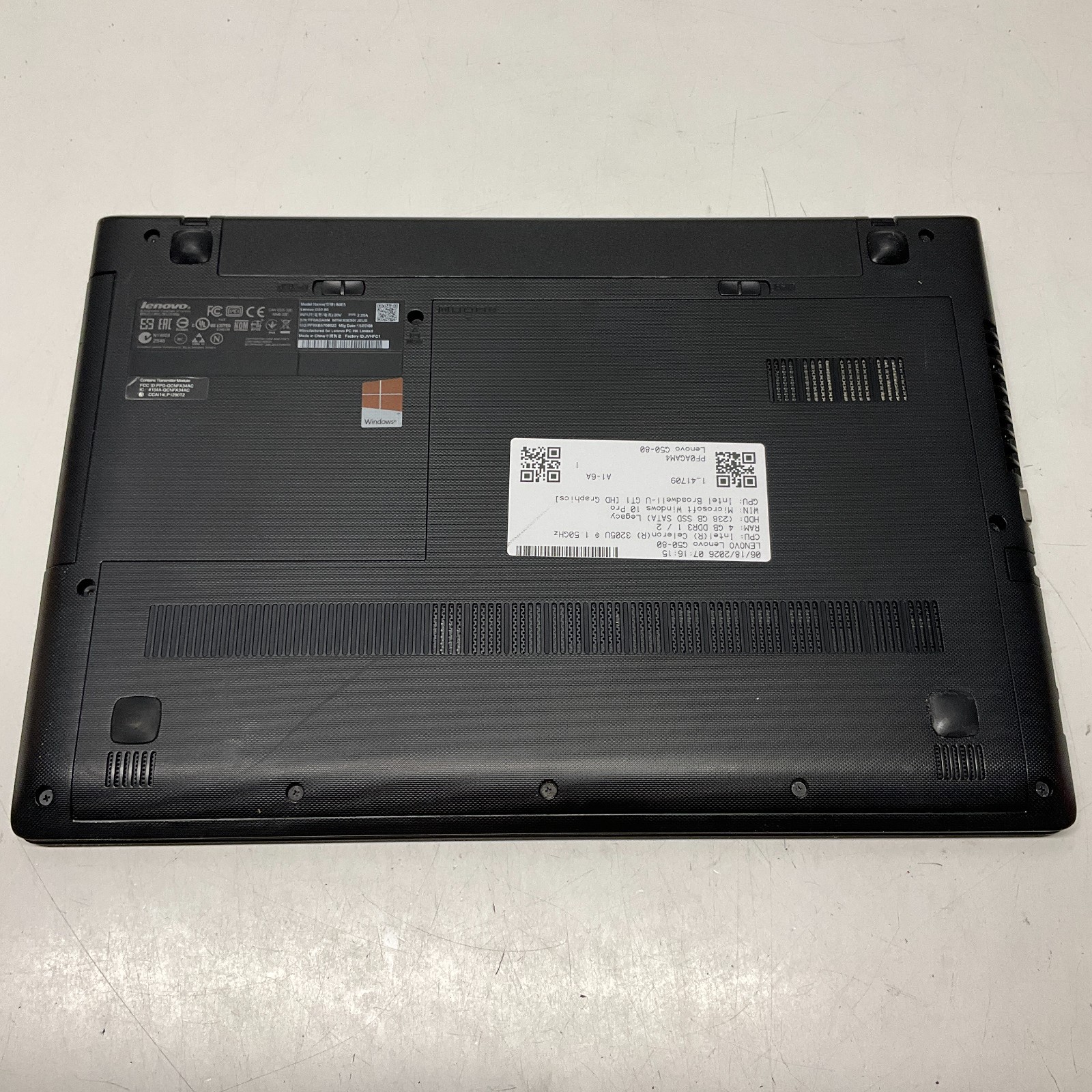 Lenovo G50-80 Laptop Intel Celeron 3205U 1.5GHz 4GB 256GB SSD Windows 10 Pro