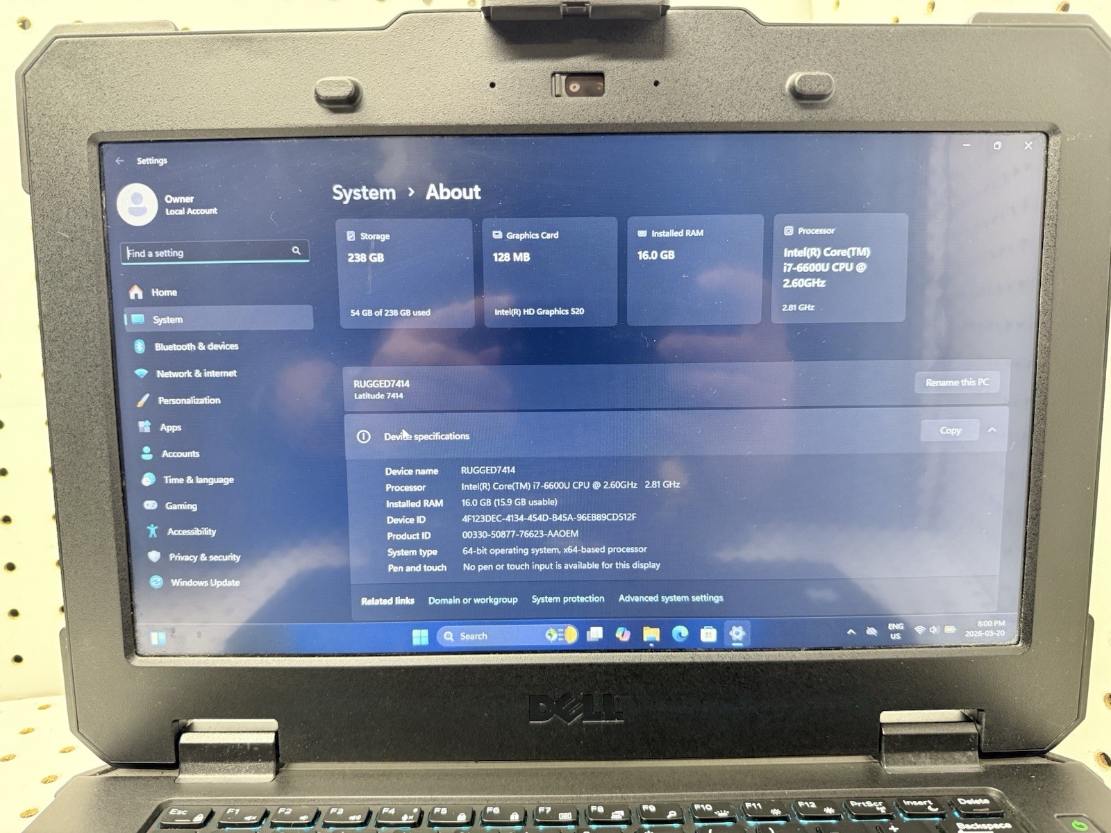Dell Latitude Rugged 7414 | I7-6th Gen | 16 GB | 256 GB | Non-Touch