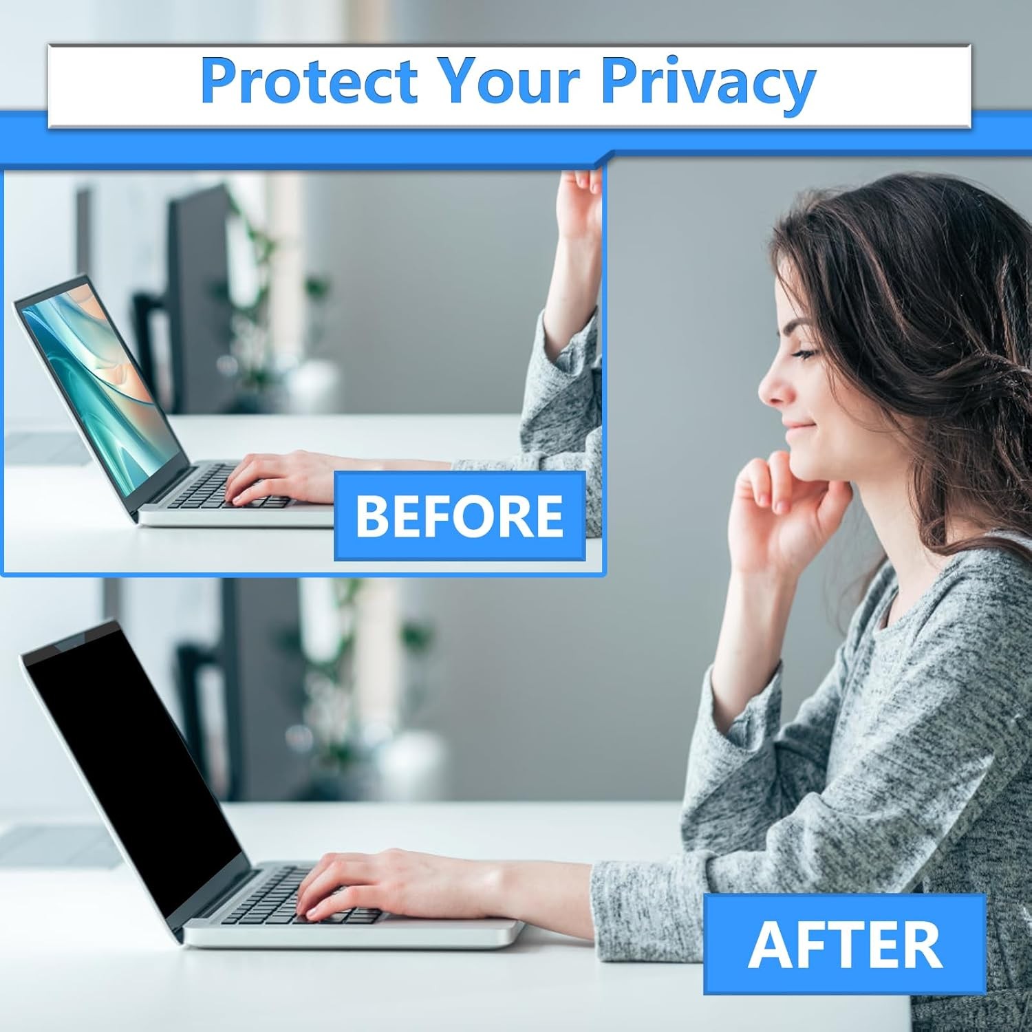 Magnetic Laptop Privacy Screen 16 Inch 16:10 for HP Dell Acer Asus Samsung Lenov