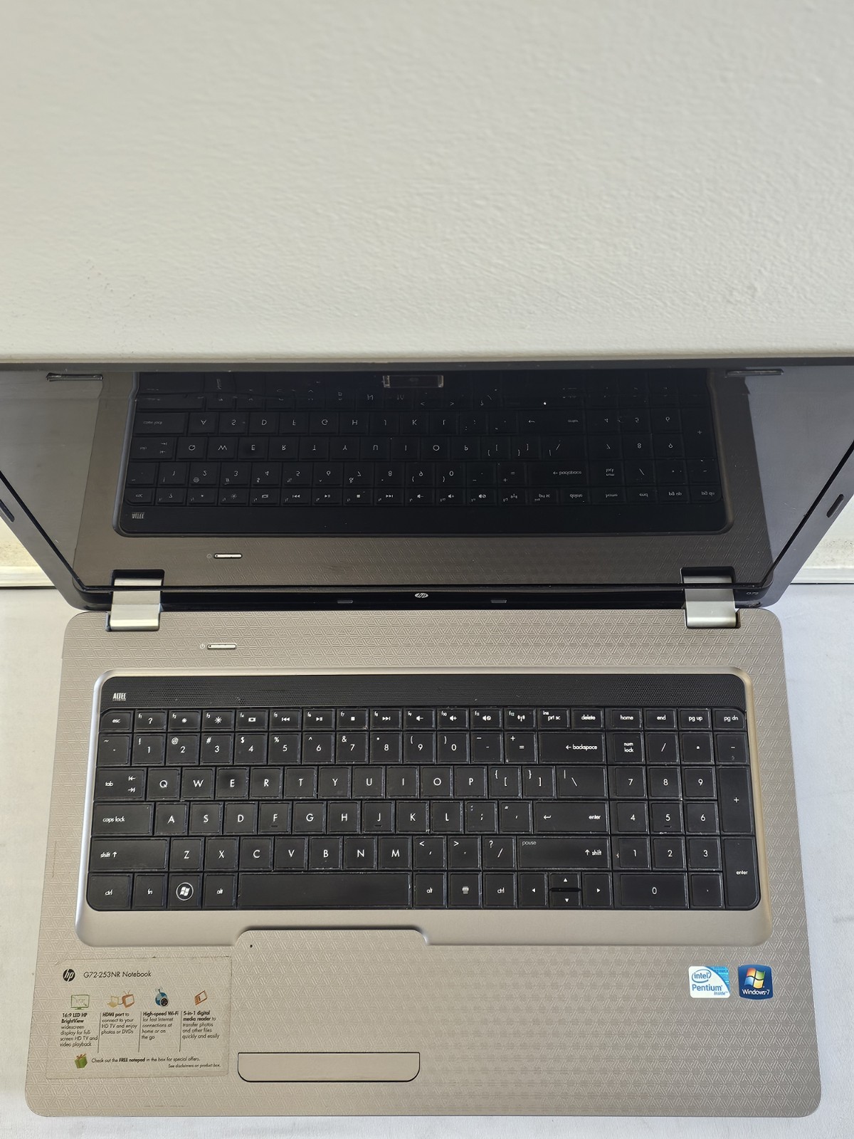 HP G72-253NR Laptop – Intel Pentium P6000 – 1GB RAM BAD BATT Parts/Repair READ
