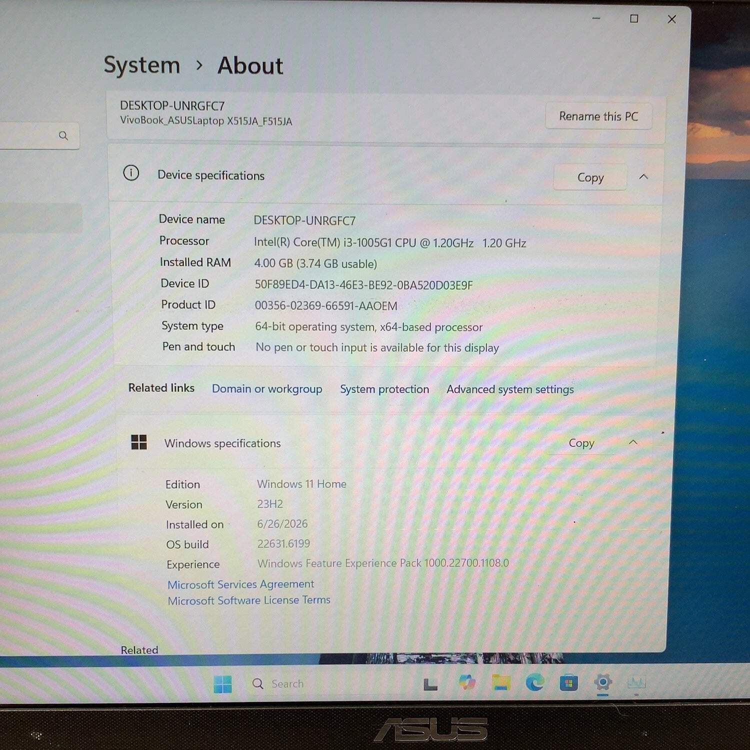 Asus Vivobook 15 F515J 15.3″ i3-1005G1 1.2GHz 4GB RAM 128GB SSD
