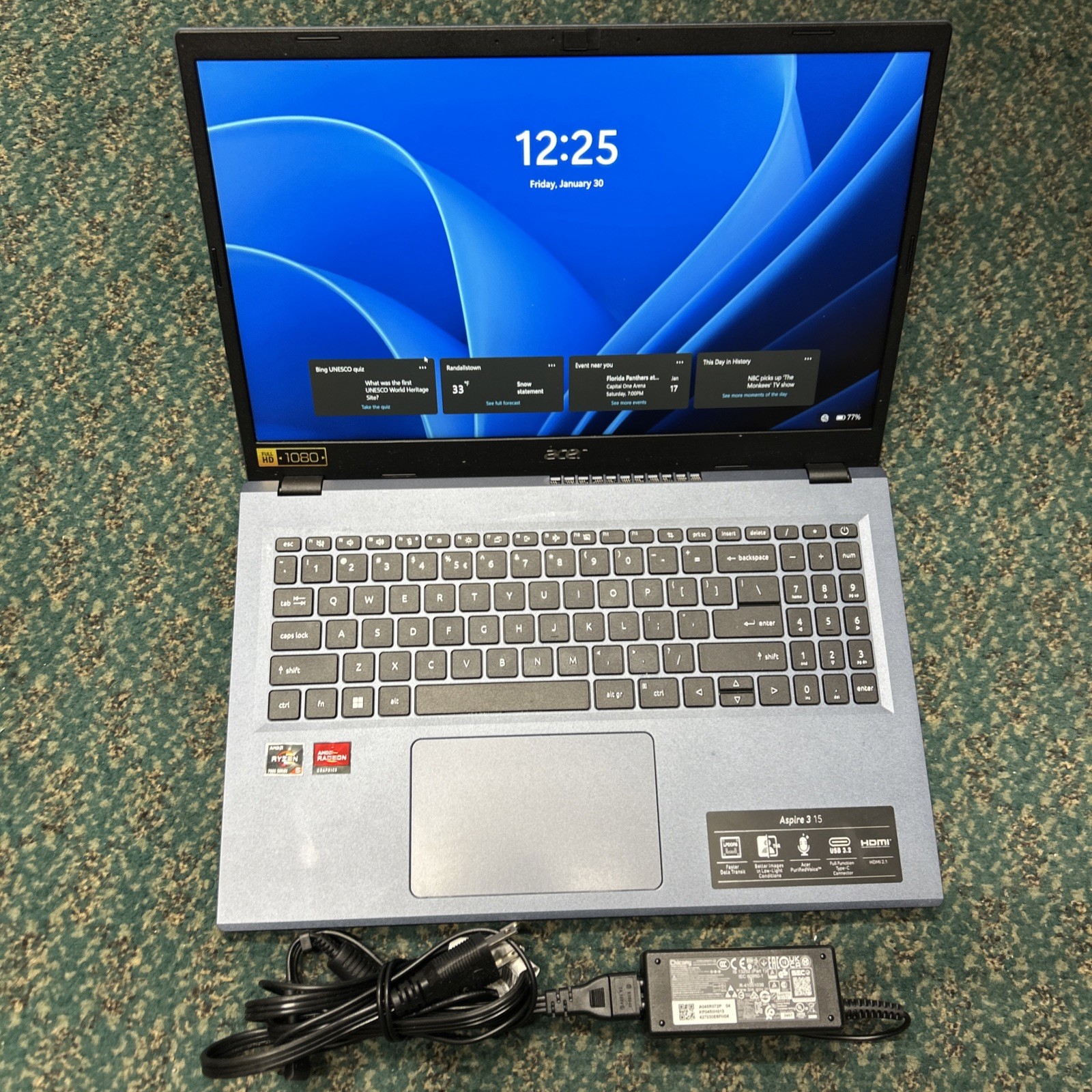 Acer Aspire 3-15.6in Laptop 2.8GHz 16GB 1TB SSD AMD Ryzen5 Touchscreen Free SH