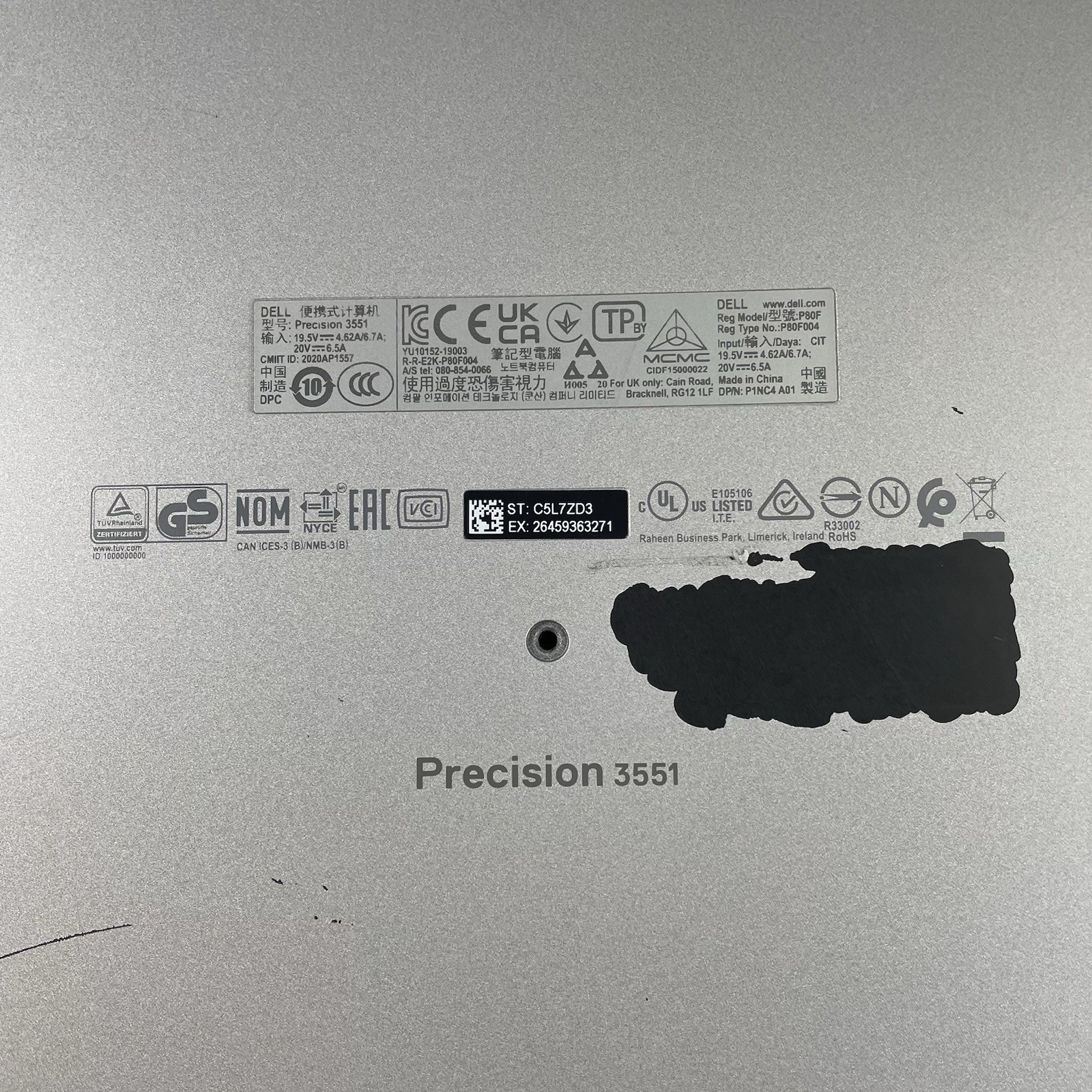 Dell Precision 3551 15.6″ i7-10850H 2.70 GHz 16 GB RAM No SSD/OS/AC/Batt – READ